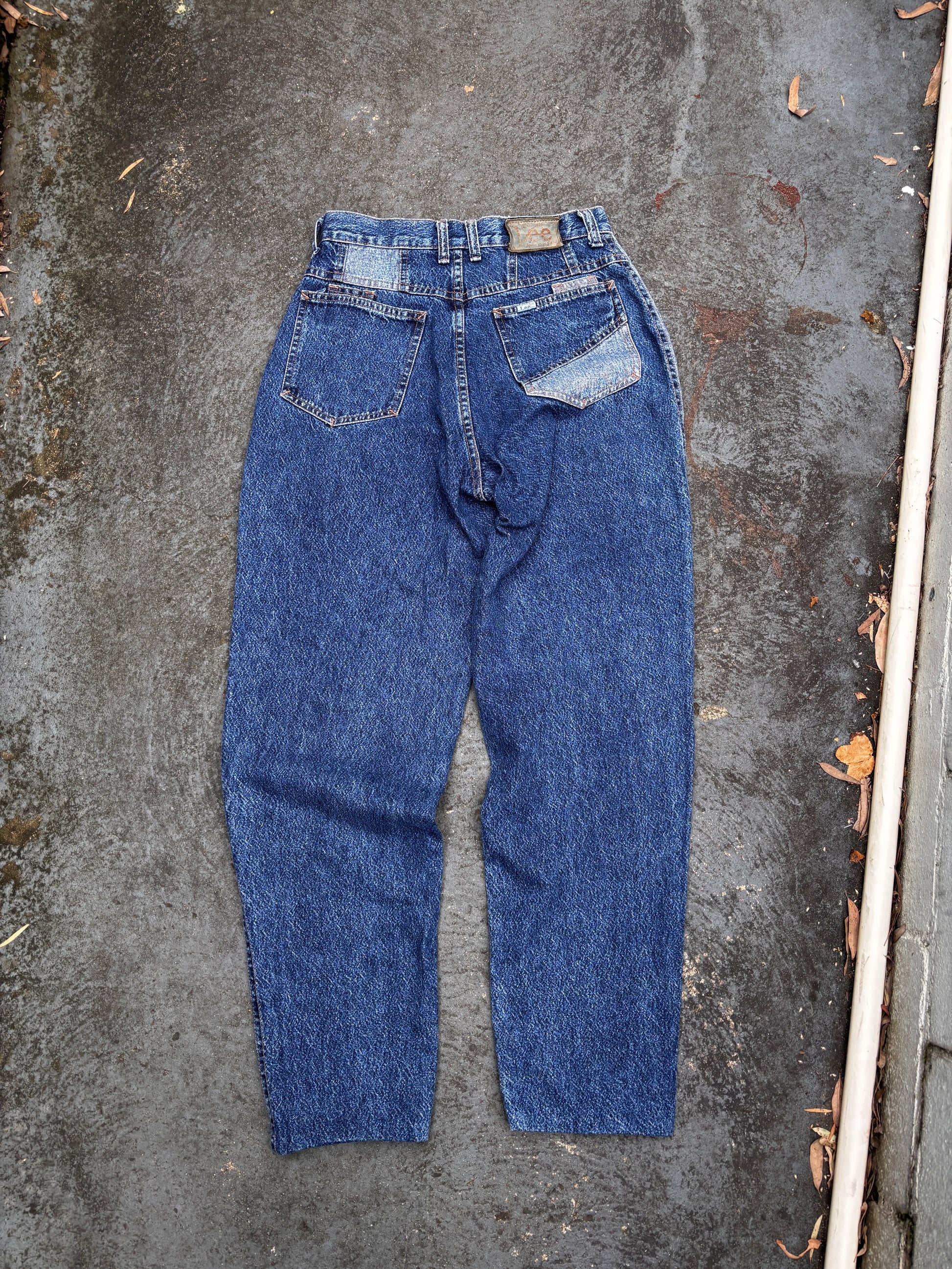 Vintage Lee Jeans Women’s AU 12 Blue White Tab MR Acid Wash Panels