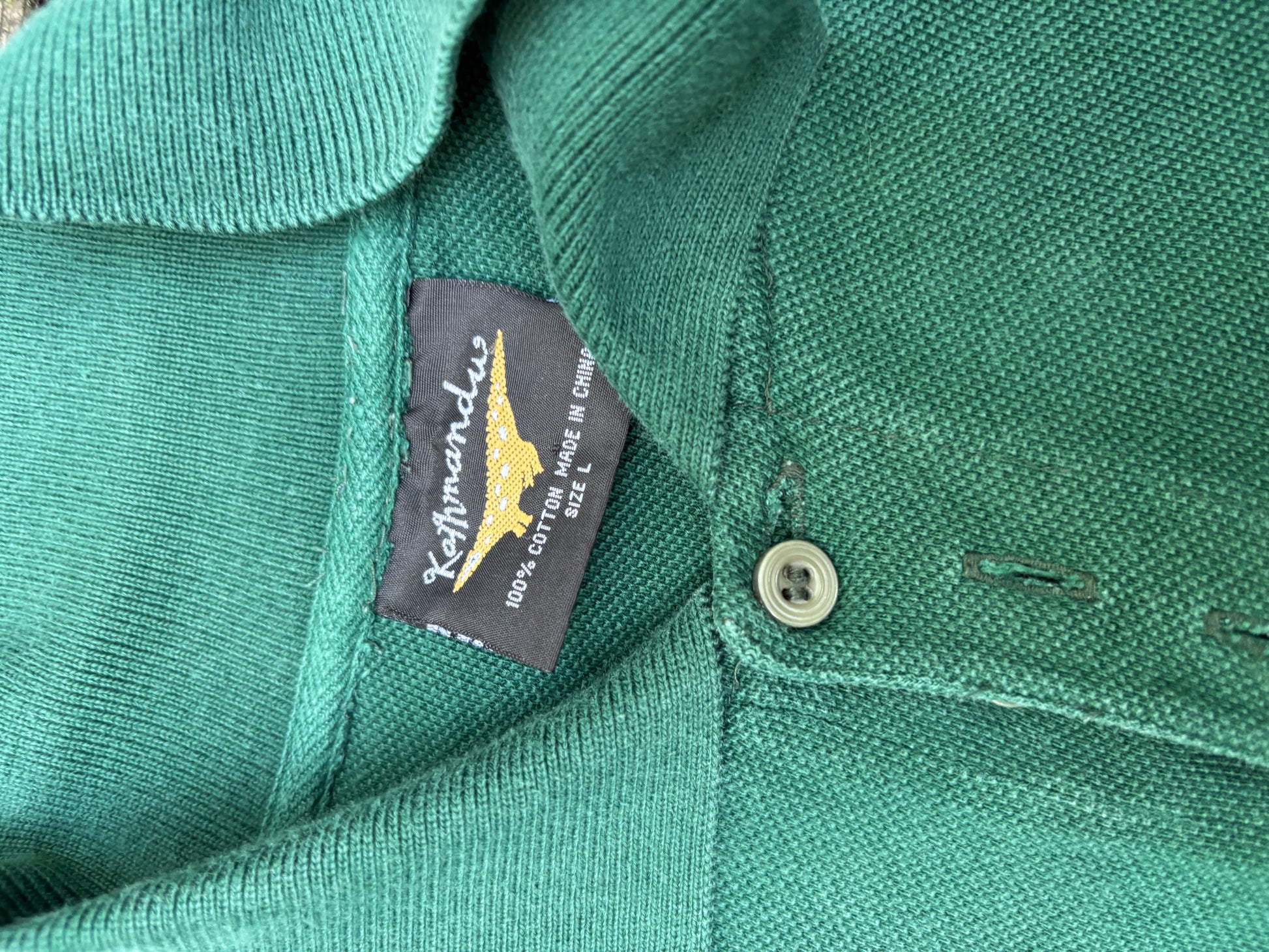 Vintage Kathmandu Polo Size L Green Cotton Lizzard Tag Gorpcore