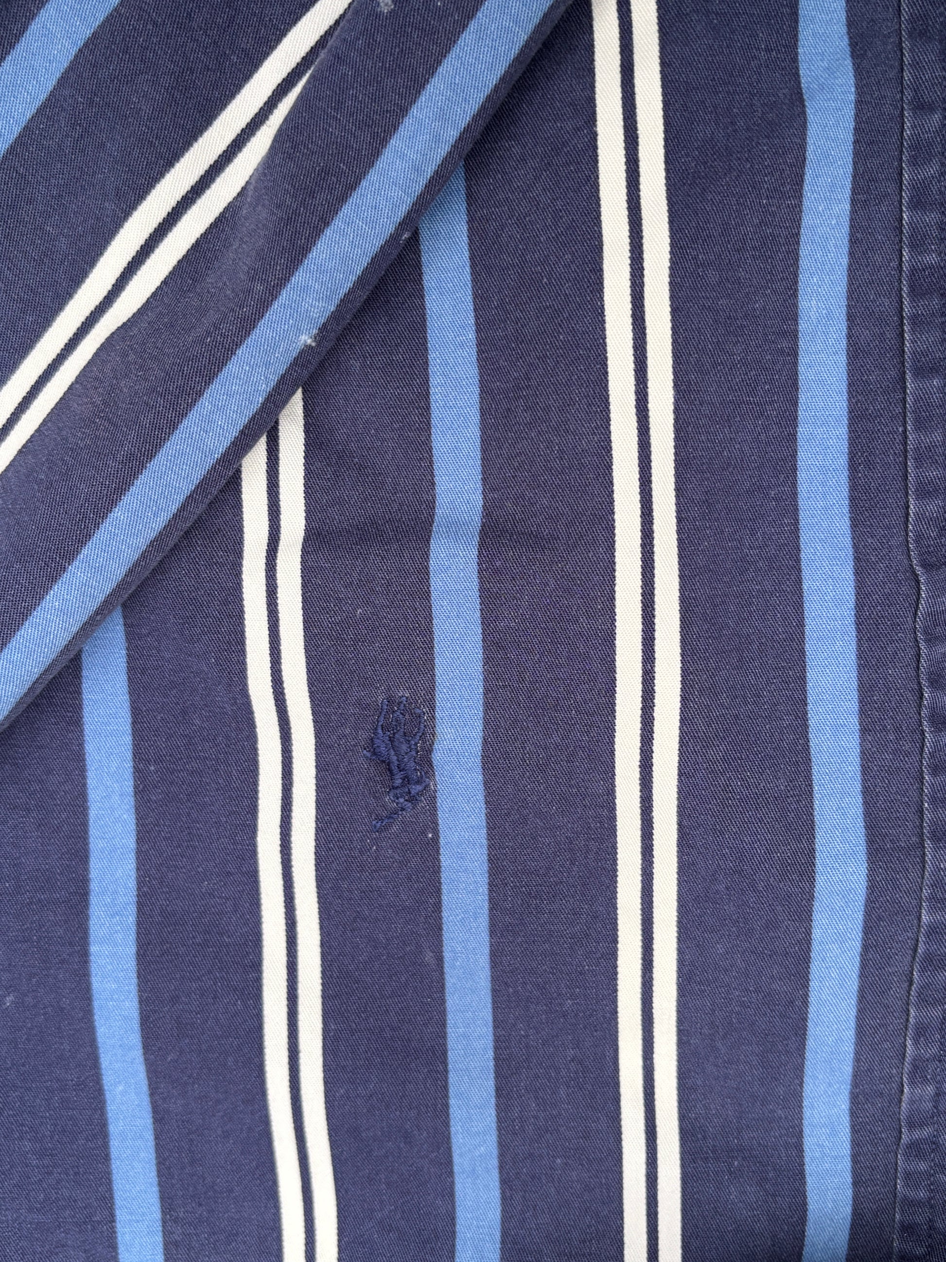 Vintage 90s Ralph Lauren Shirt Size L Navy Two Tone Downstripe Navy Pony Button Up