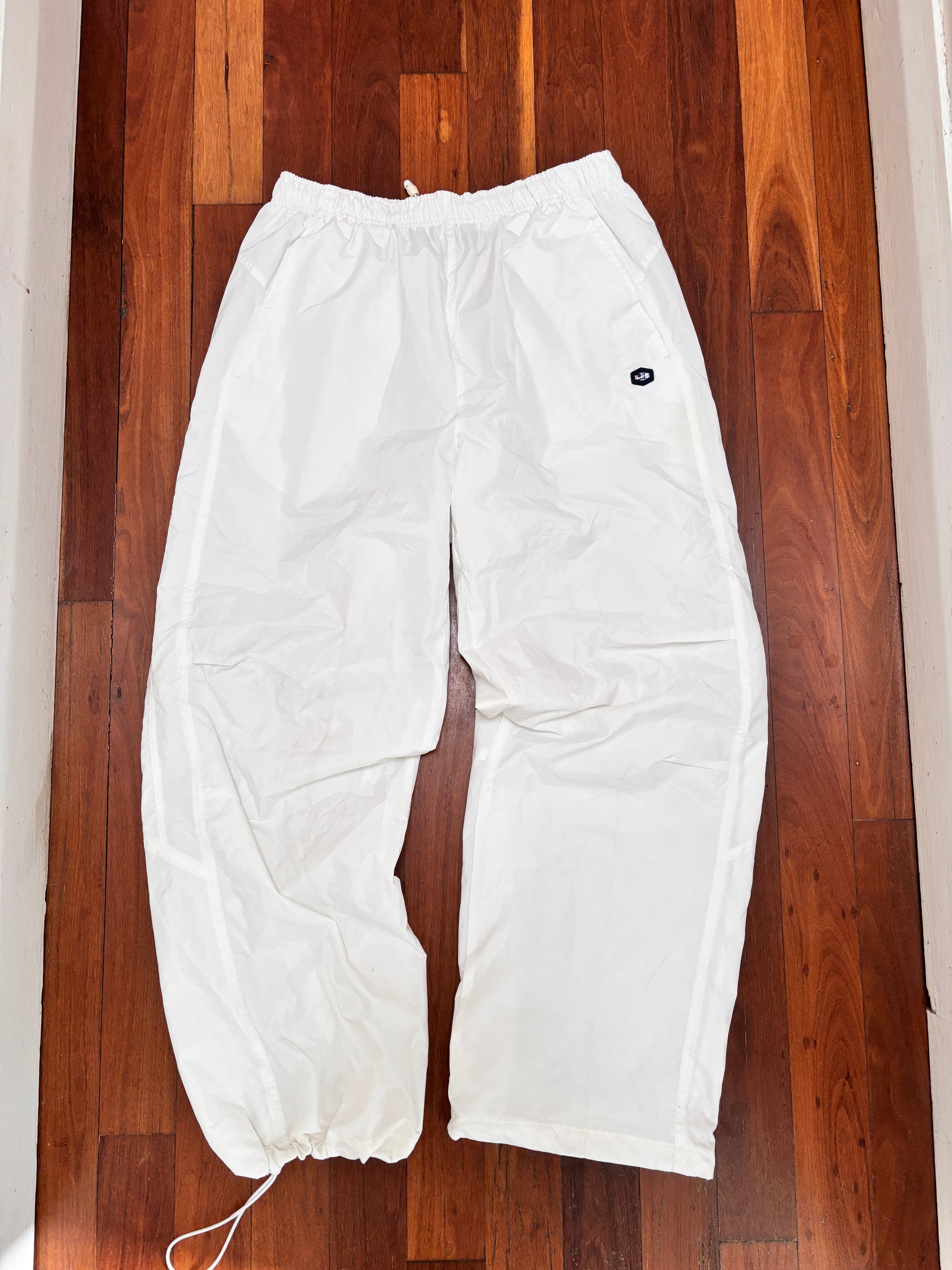 Vintage Y2K Nike Track Pants Size XXL White Hex Logo Nylon Windbreakers Bungee