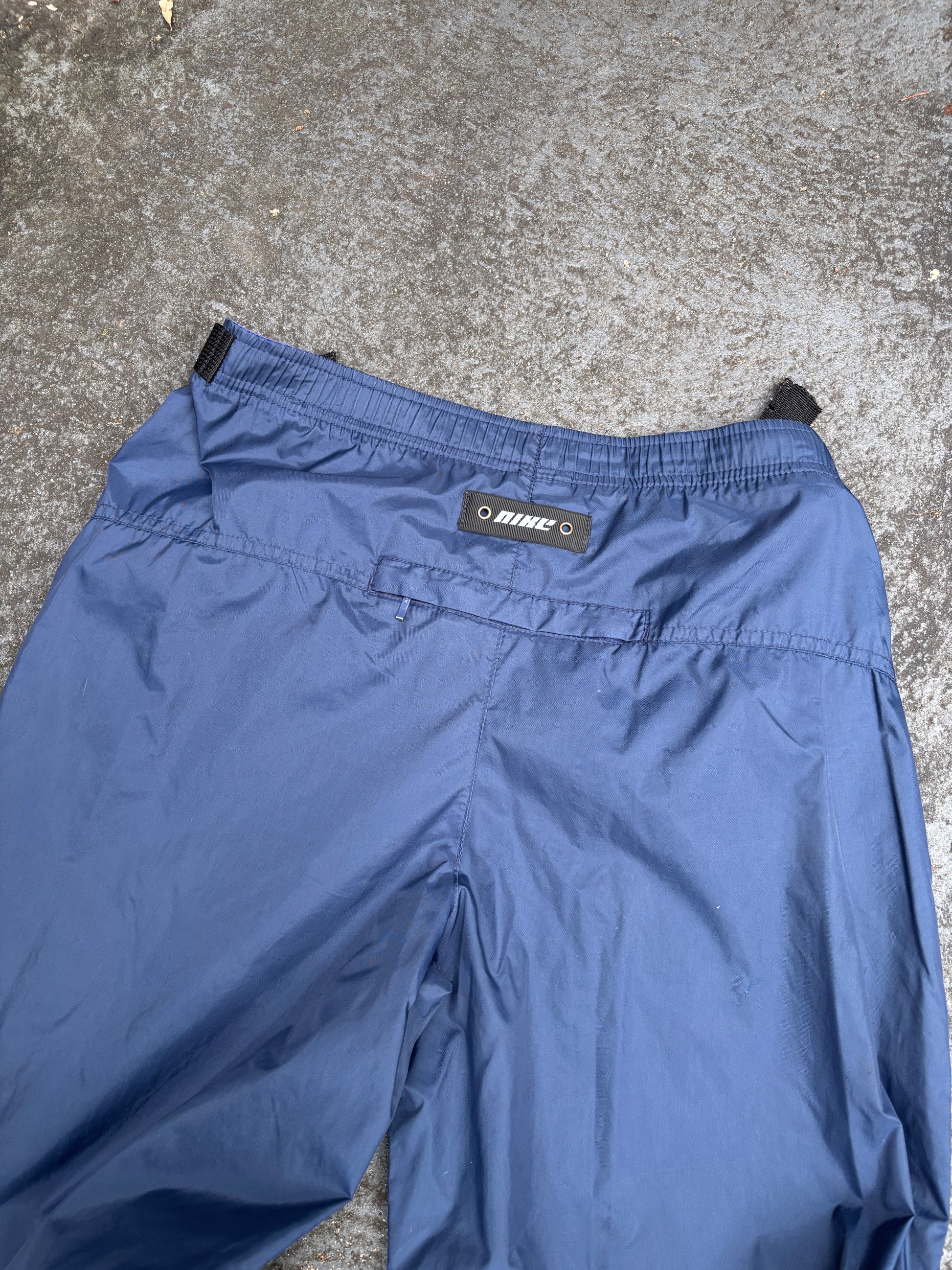 Vintage Y2K Nike Track Pants L Navy White Swoosh Spell Out Classic Windbreakers