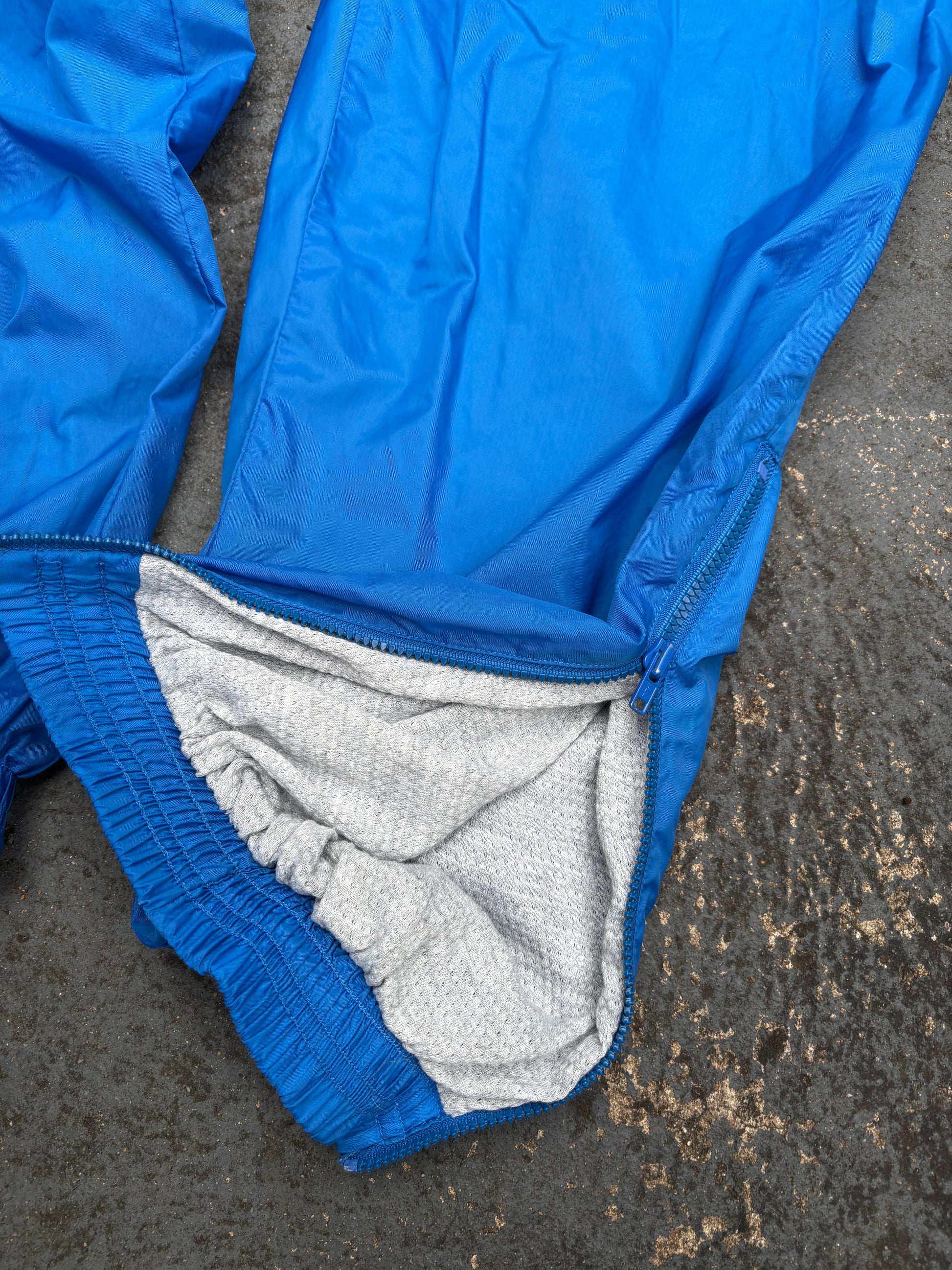 Vintage 90s Nike Track Pants Size XL Double Blue Swoosh Classic Nylon Windbreaker