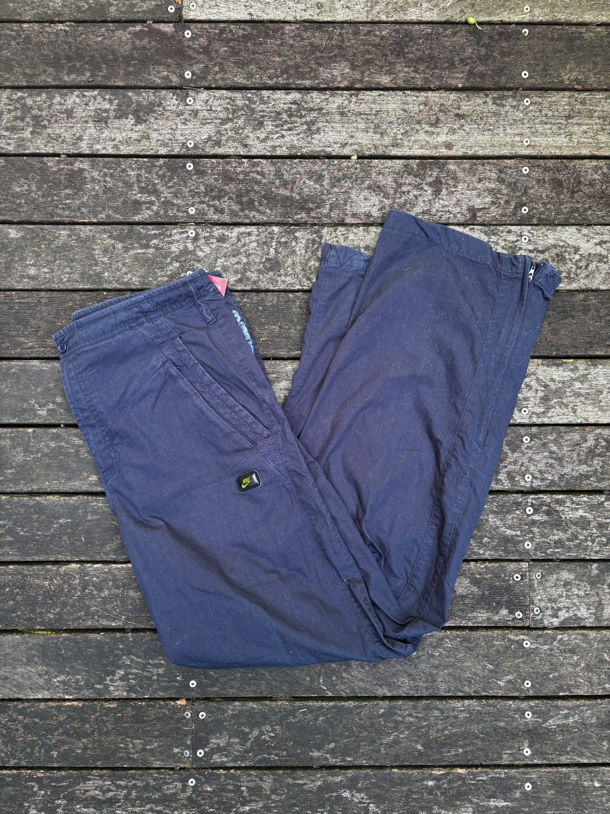 Nike Y2K Chino Pants Size M Navy Vintage Wide Leg