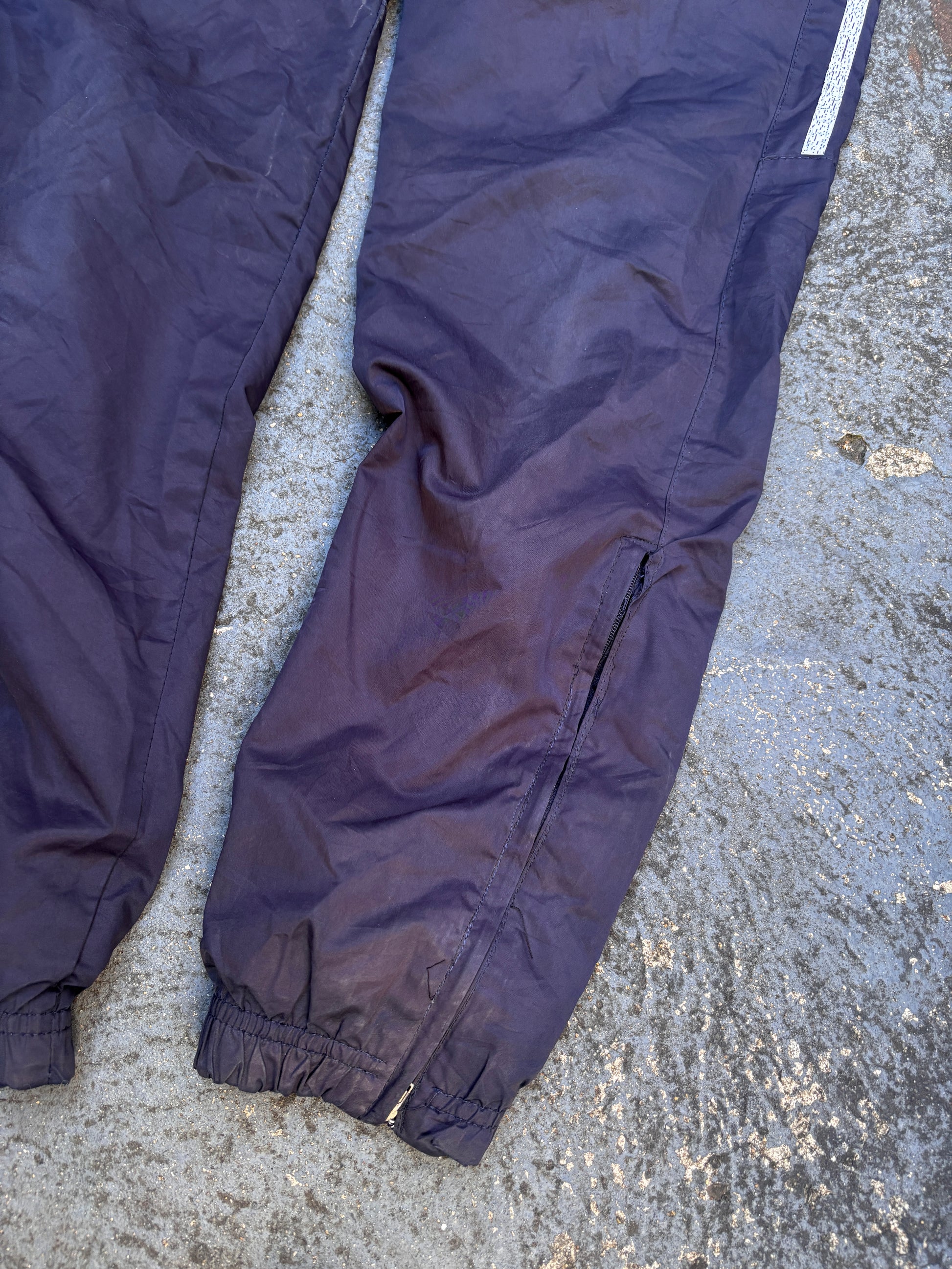 Y2K Nike Track Pants Size S Black White Side Detail Swoosh Tapered Zip Leg