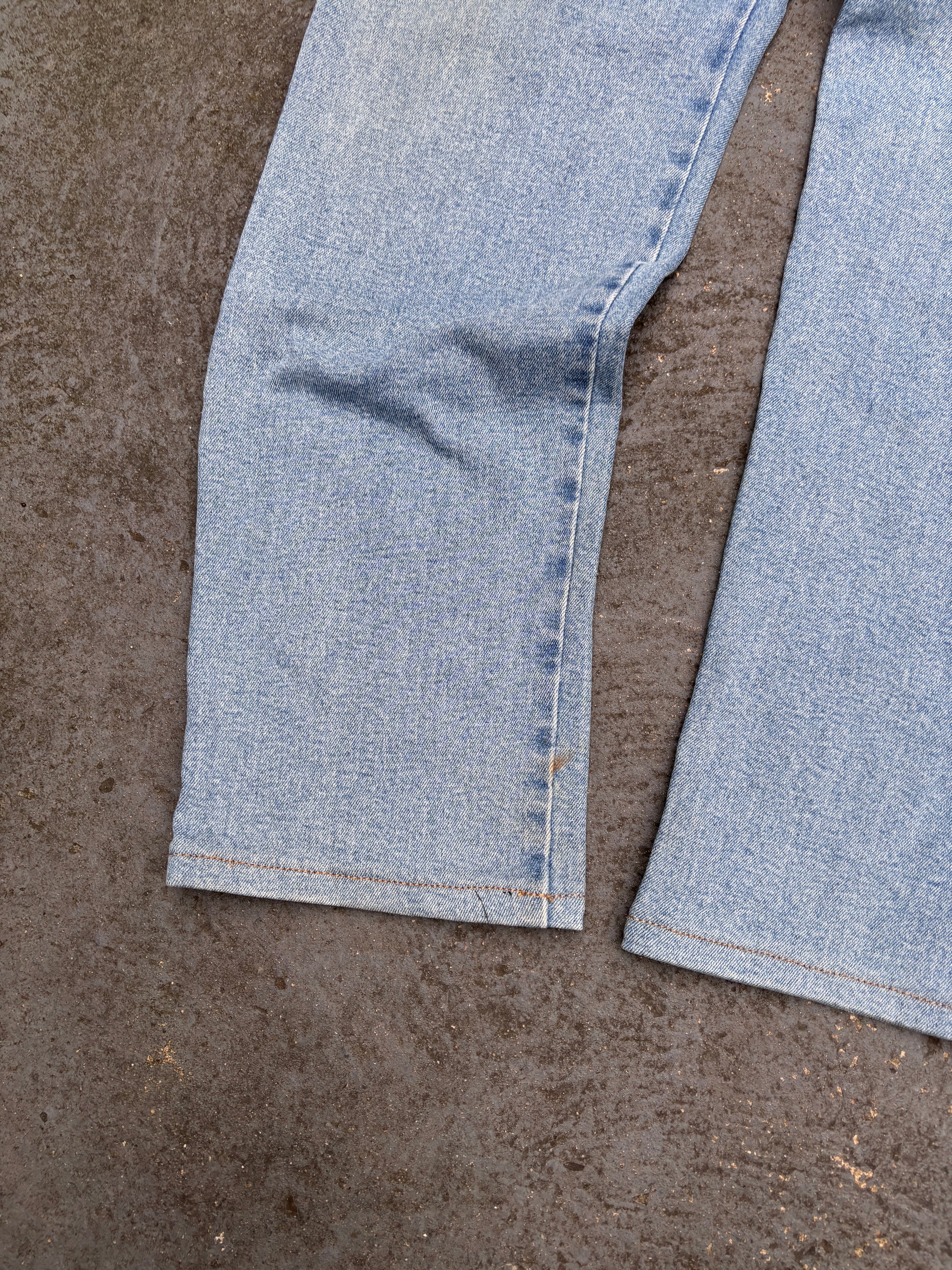 Vintage Tactics Australian Made Jeans Sz 36 Blue Mid Wash Geelong Football Patch