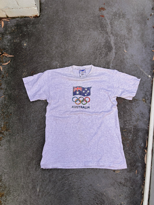 Vintage Y2K Bonds ISC Sydney Olympic T-shirt Sz S Grey Big Logo Australian Made