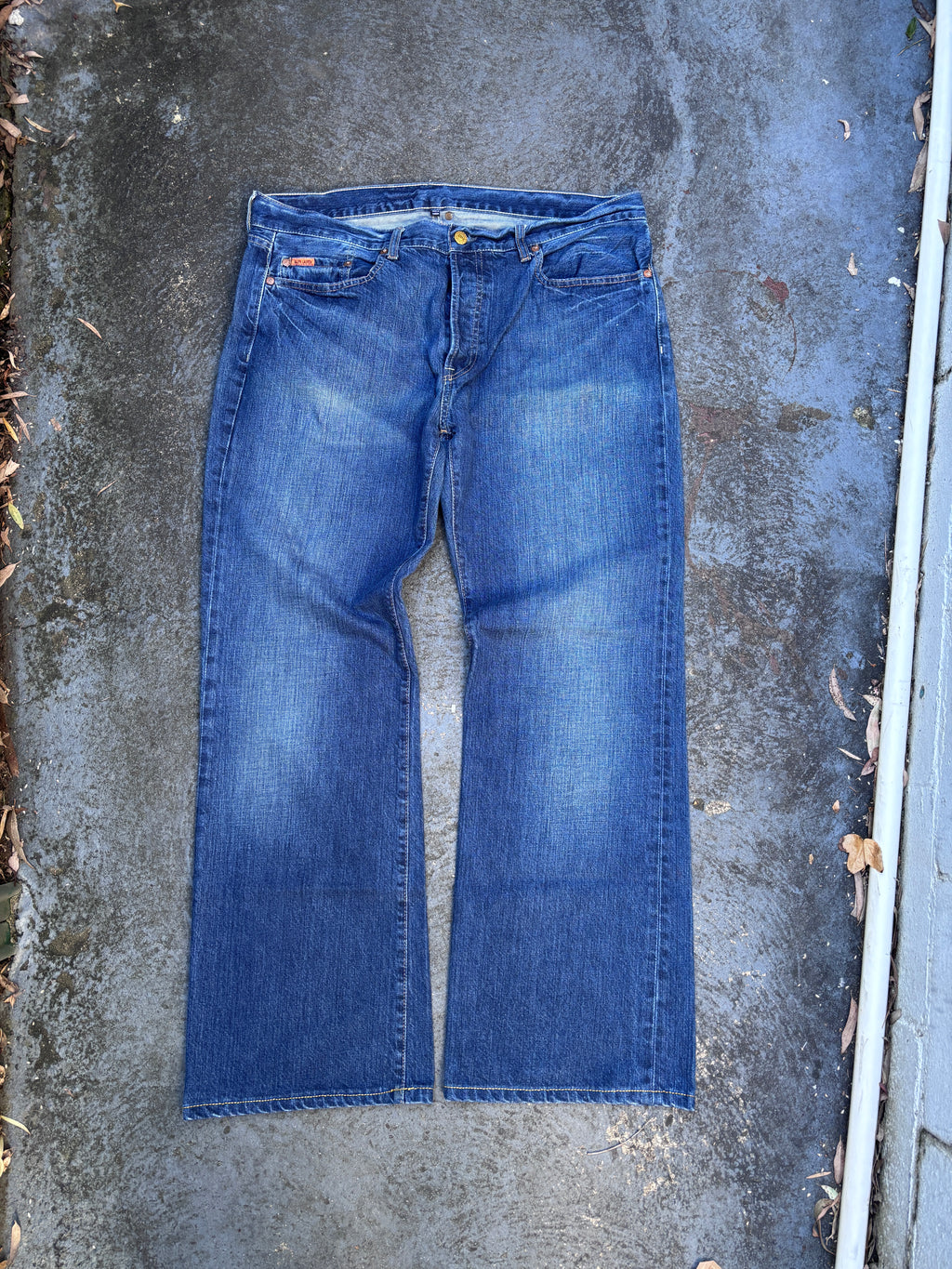 Polo Ralph Lauren Jeans Sz 36 Blue Wide Leg Mid Wash Denim Button Front Tunisia
