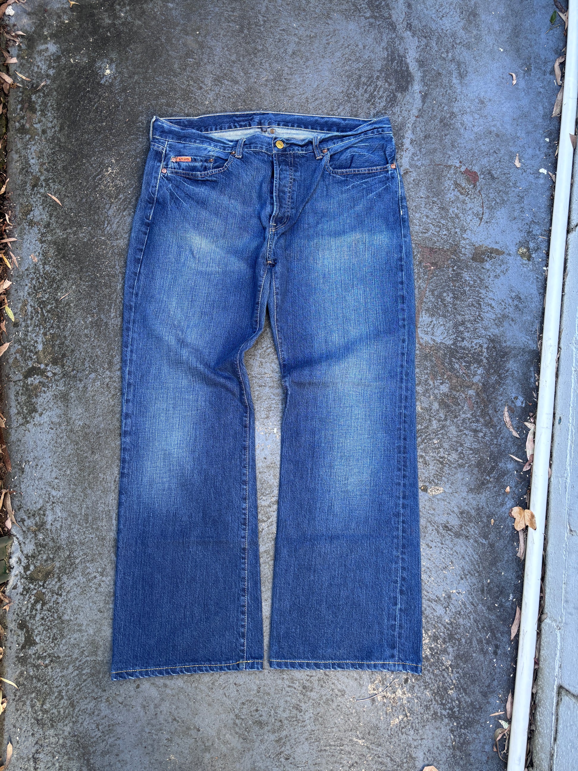 Polo Ralph Lauren Jeans Sz 36 Blue Wide Leg Mid Wash Denim Button Front Tunisia