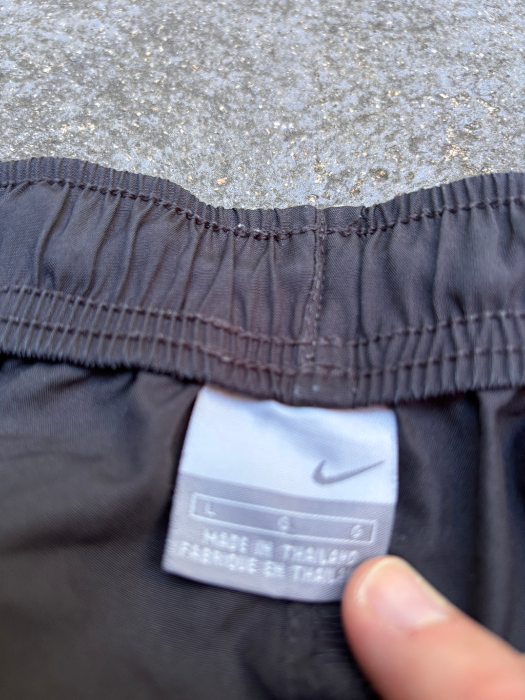 Vintage Y2K Nike Track Pants Sz L Black Spell Out Logo White Detail Windbreaker