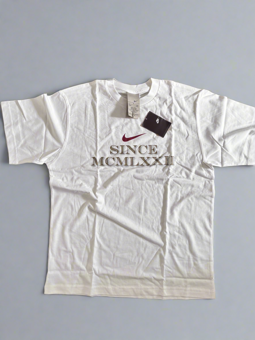 Vintage Y2K Nike T-shirt Size M White Roman Numeral Large Swoosh NWT Deadstock