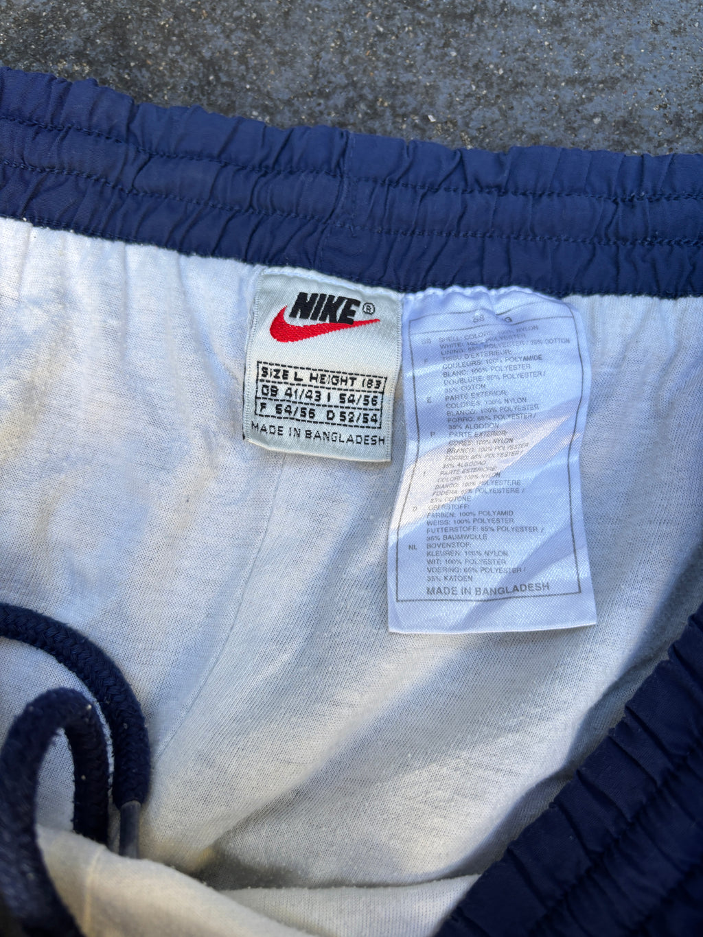 Vintage 90s Nike Track Pants Size L Navy White Swoosh Classic Nylon Windbreakers