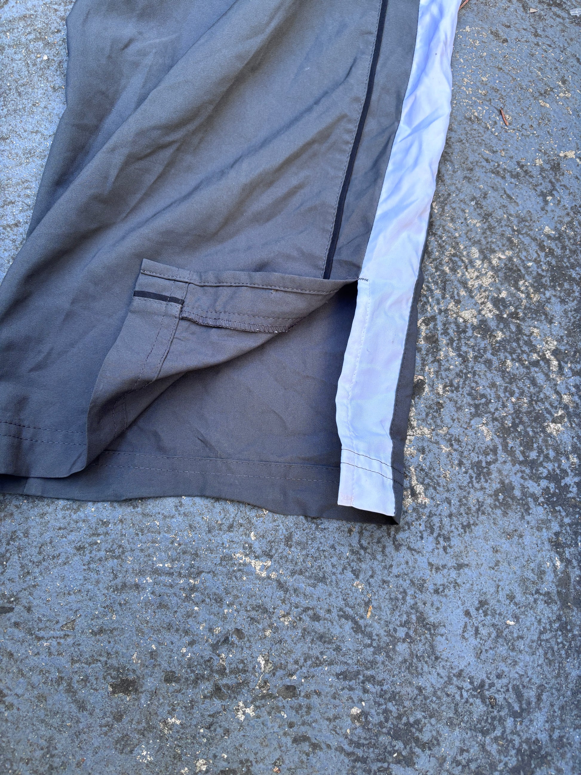 Vintage Y2K Nike Track Pants Size L Grey Black Detail White Logo Wide Leg