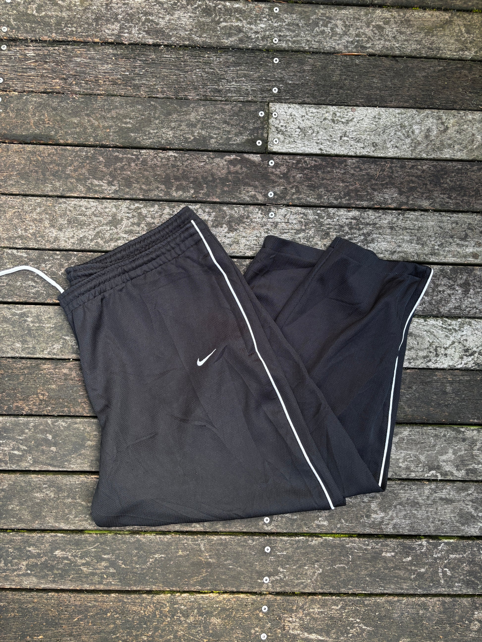Vintage 90s Nike Track Pants Size XL Black Mesh Texture