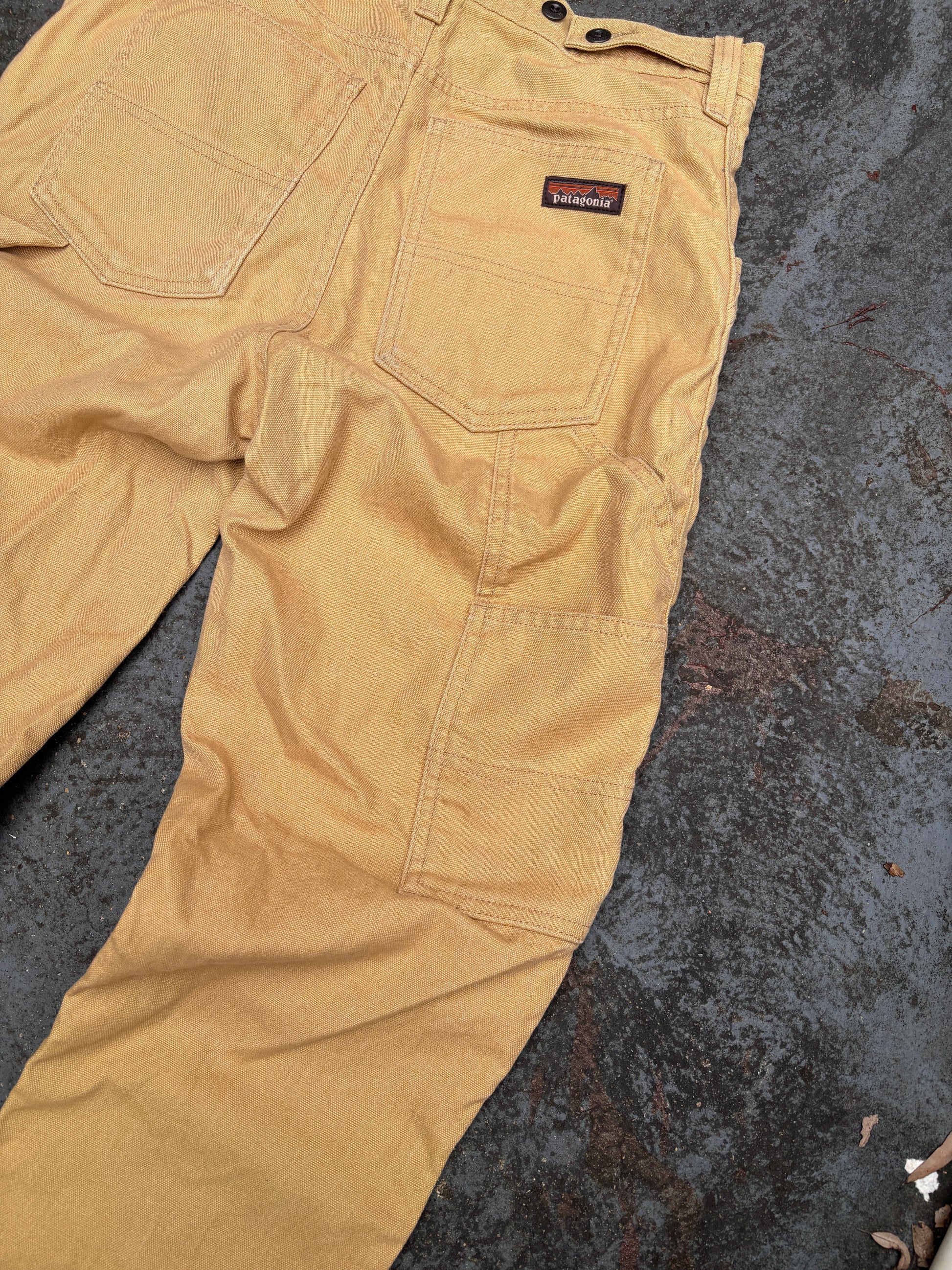 Patagonia Carpenter Jeans Size S Tan Workwear Pocket Logo Brown Tag Straight Leg