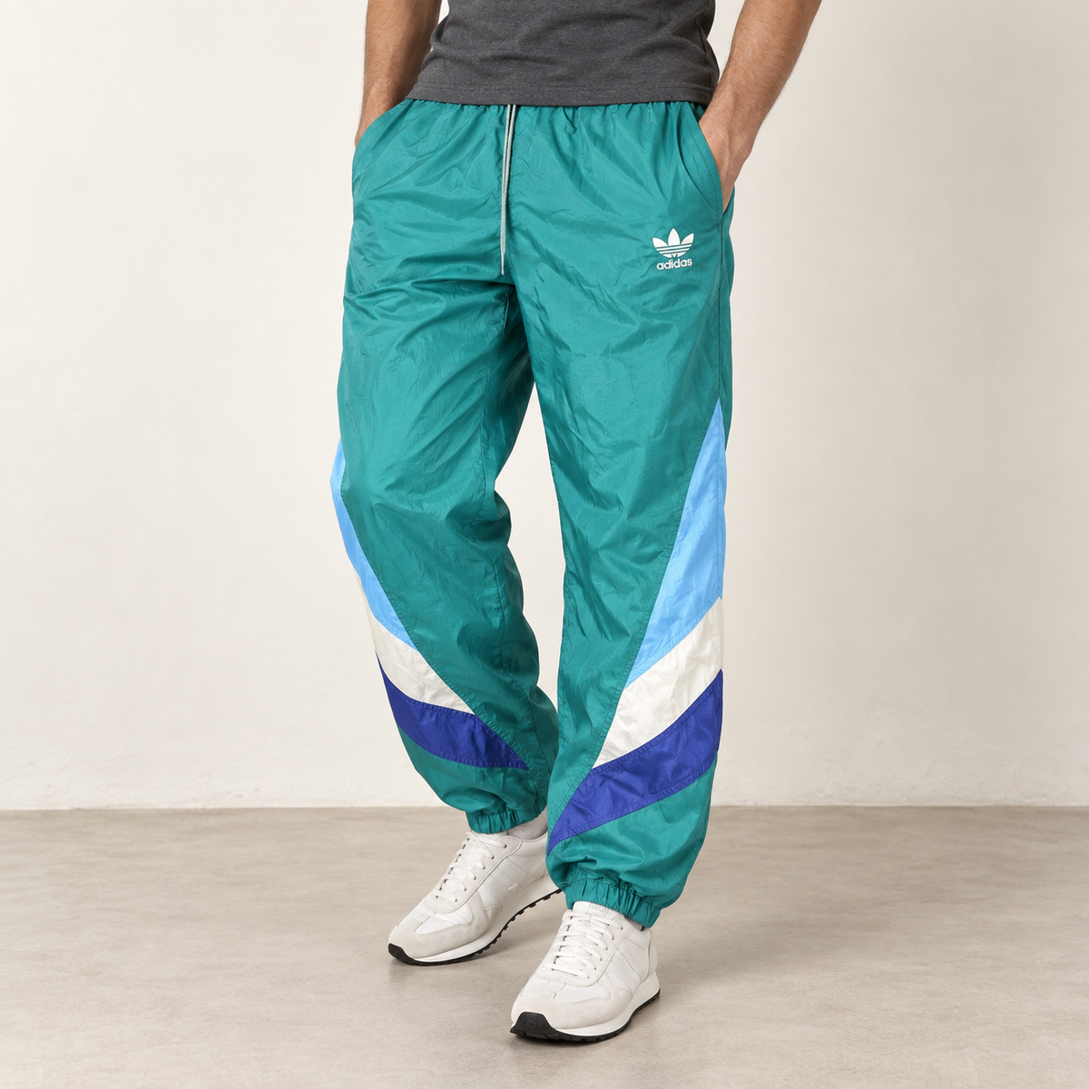 Vintage 90s Adidas Track Pants Men's Large Retro Cuffed Joggers