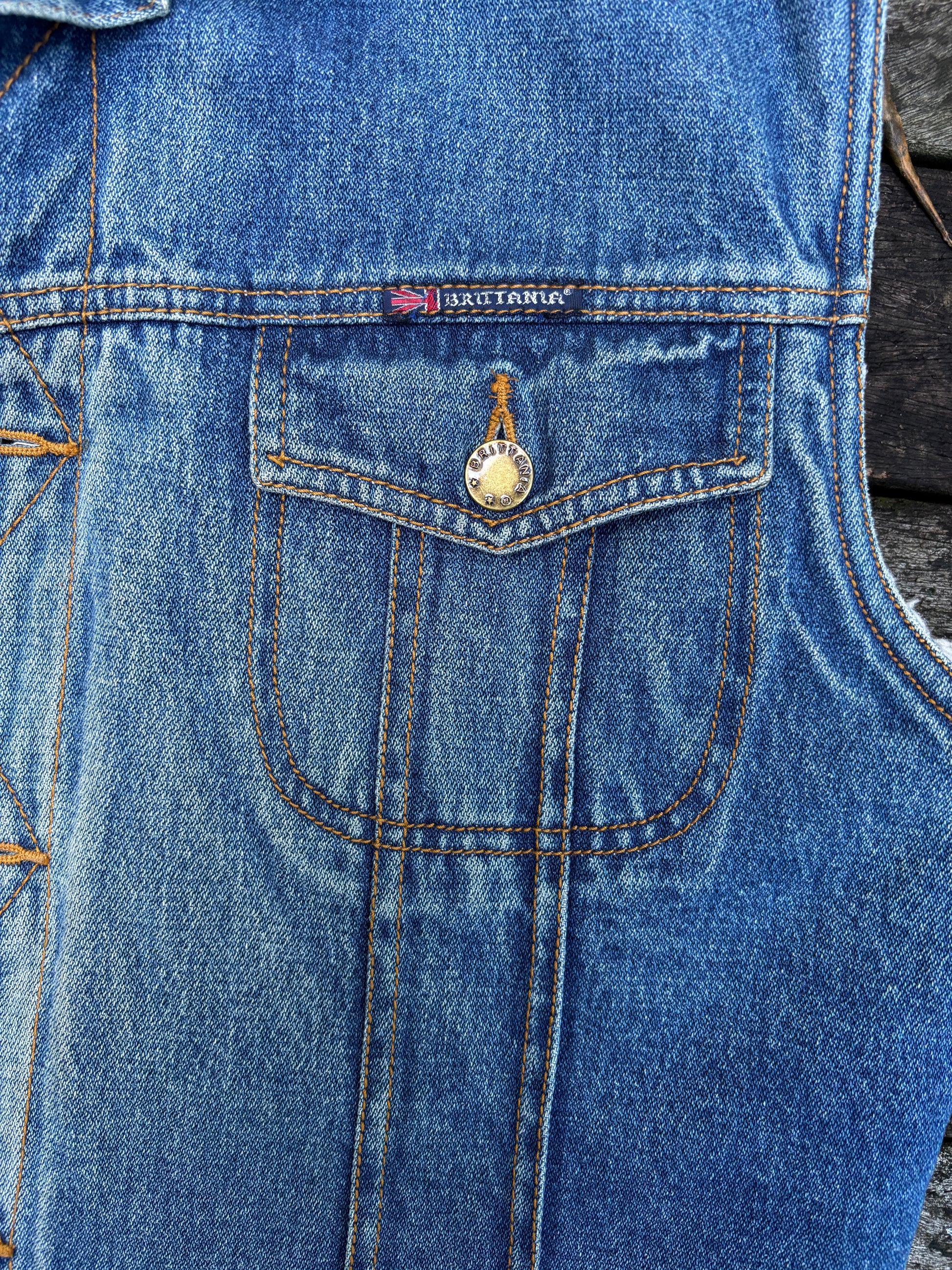 Vintage Brittania Denim Sherpa Vest Size L