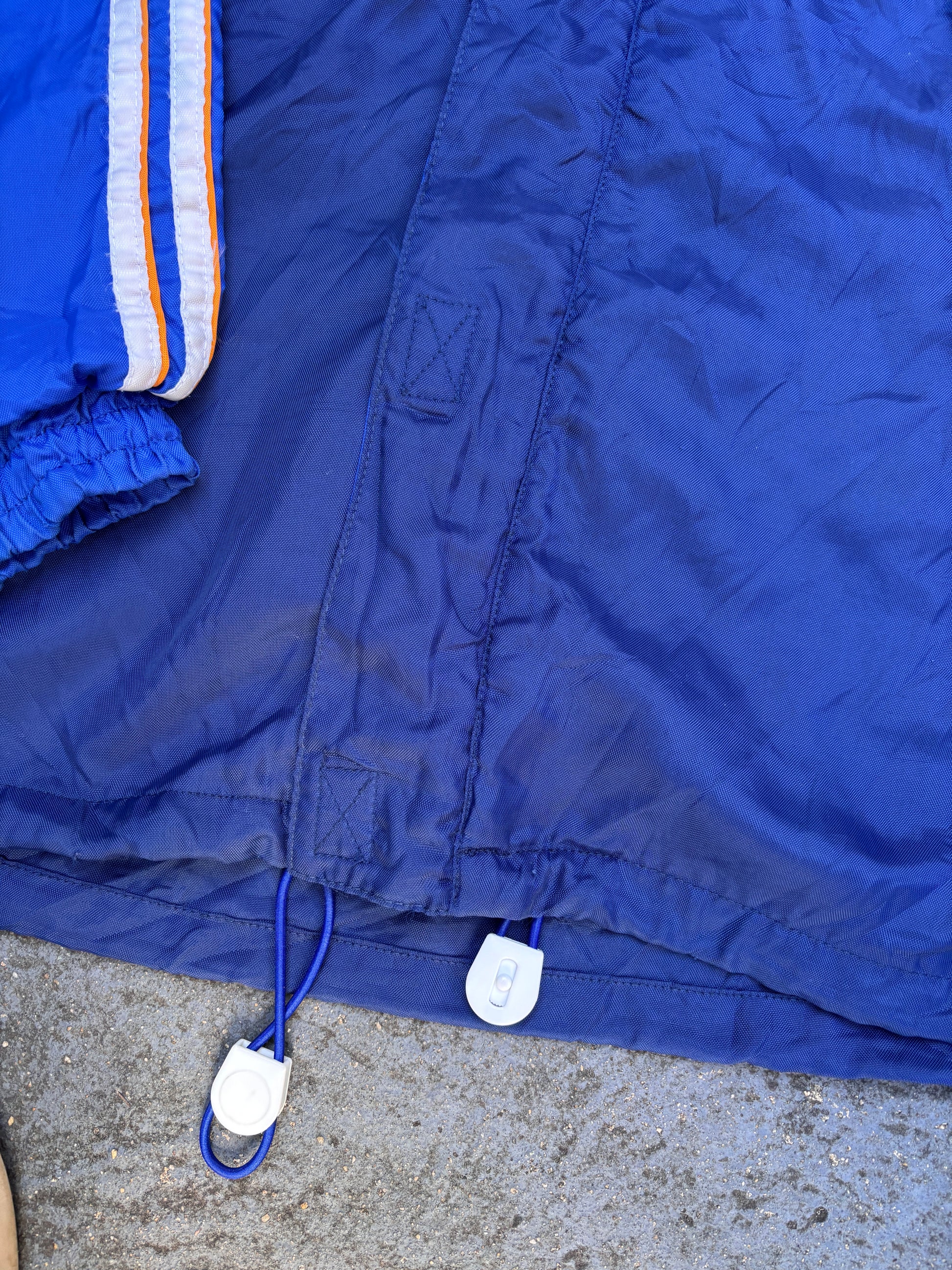 Vintage 90s Adidas Jacket Size M Blue Orange Retro Full Zip Hood Windbreaker