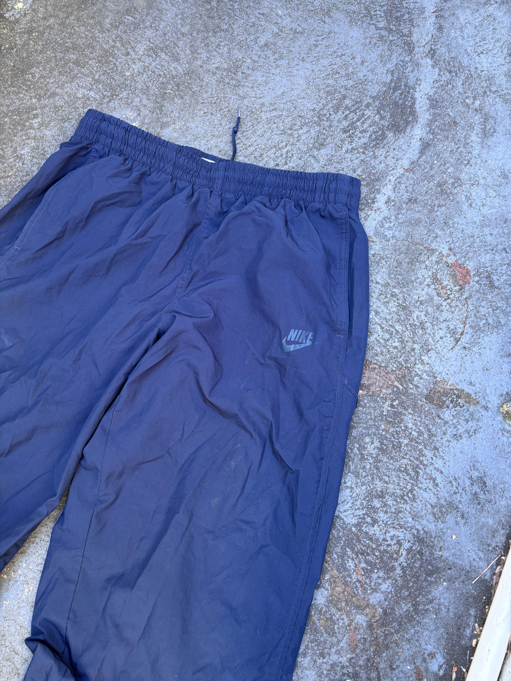 Vintage Y2K Nike Track Pants Size L Double Navy Wide Leg Nylon Windbreakers