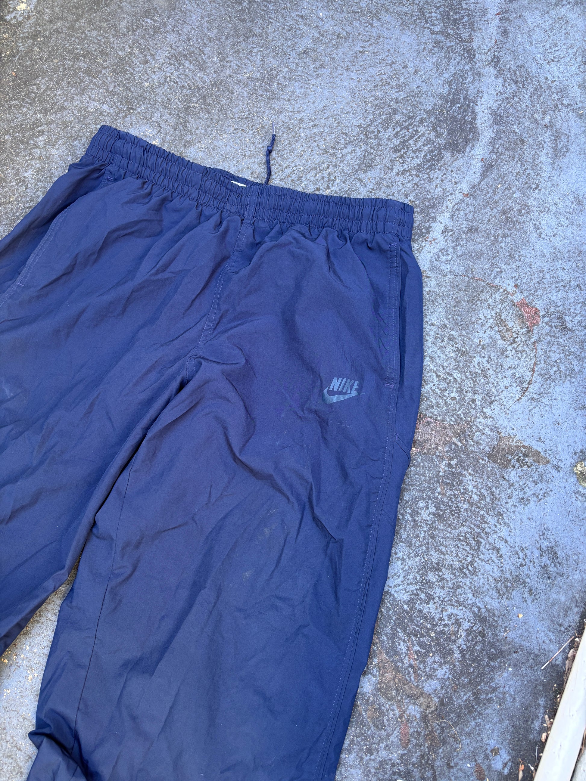 Vintage Y2K Nike Track Pants Size L Double Navy Wide Leg Nylon Windbreakers