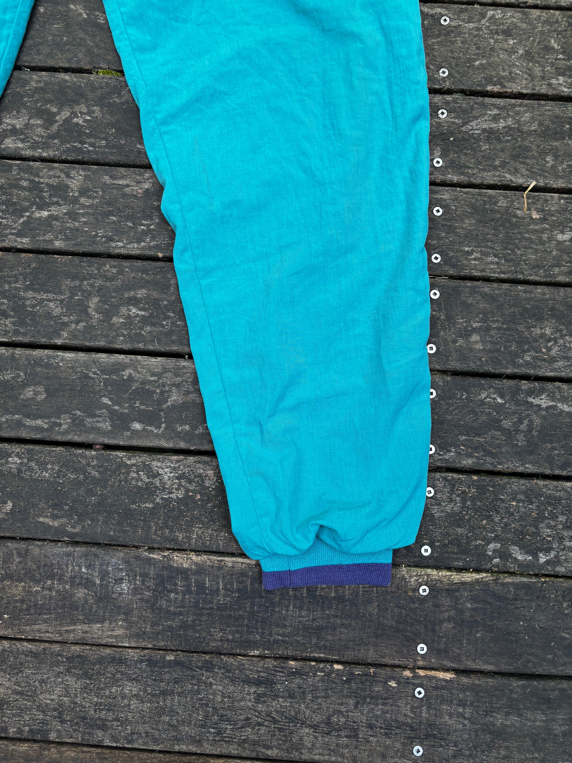 Vintage 90s Nike Track Pants Size XL Teal Cuffed Ankle