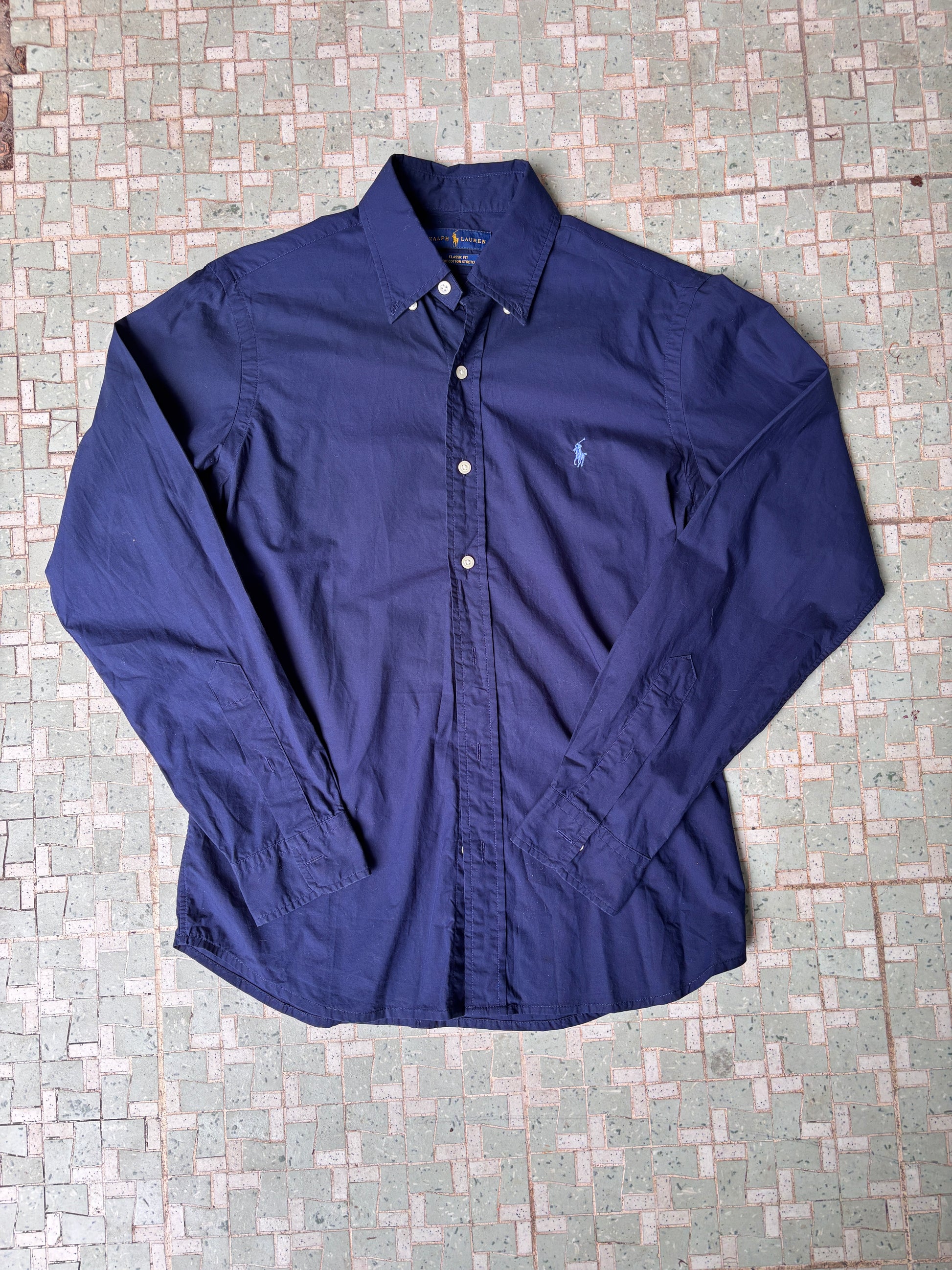 Vintage 90's Ralph Lauren Shirt Size S Navy Blue Pony Button Up