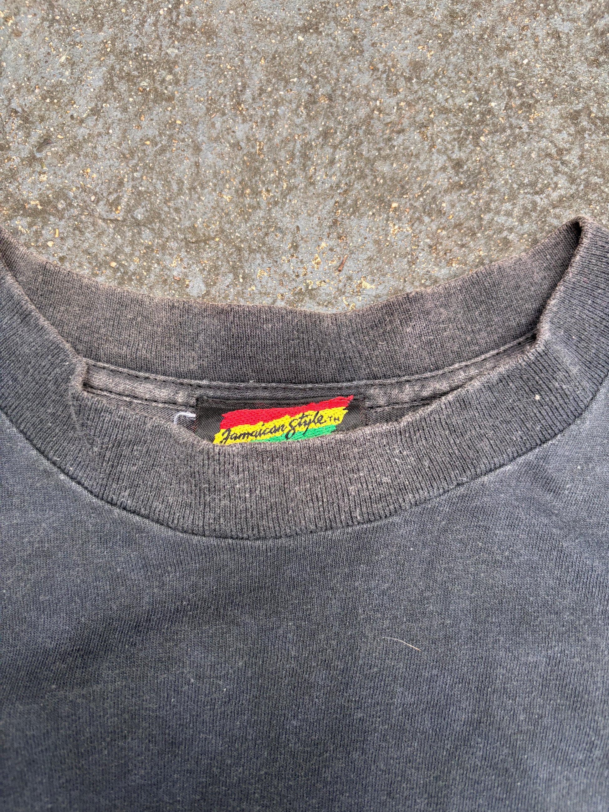 Vintage 90s Jamaica Style Single Stitch T-shirt Size L Black Rasta Logo USA Made