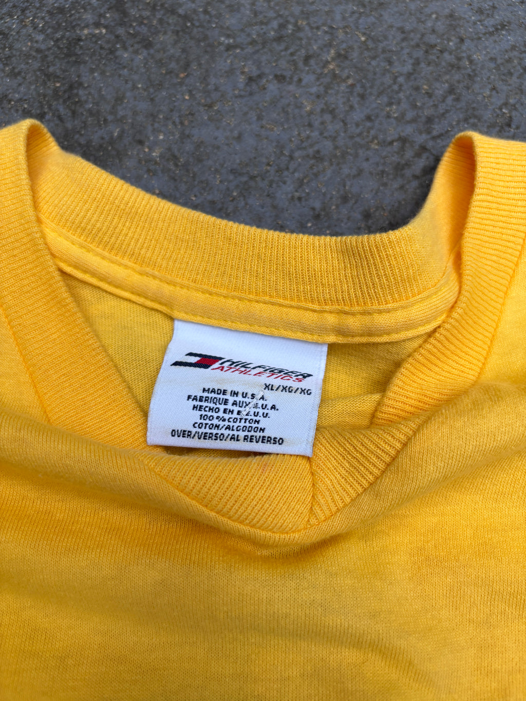 Vintage 90s Tommy Hilfiger Athletics T-shirt Sz XL Spell Out Logo V-Neck USA