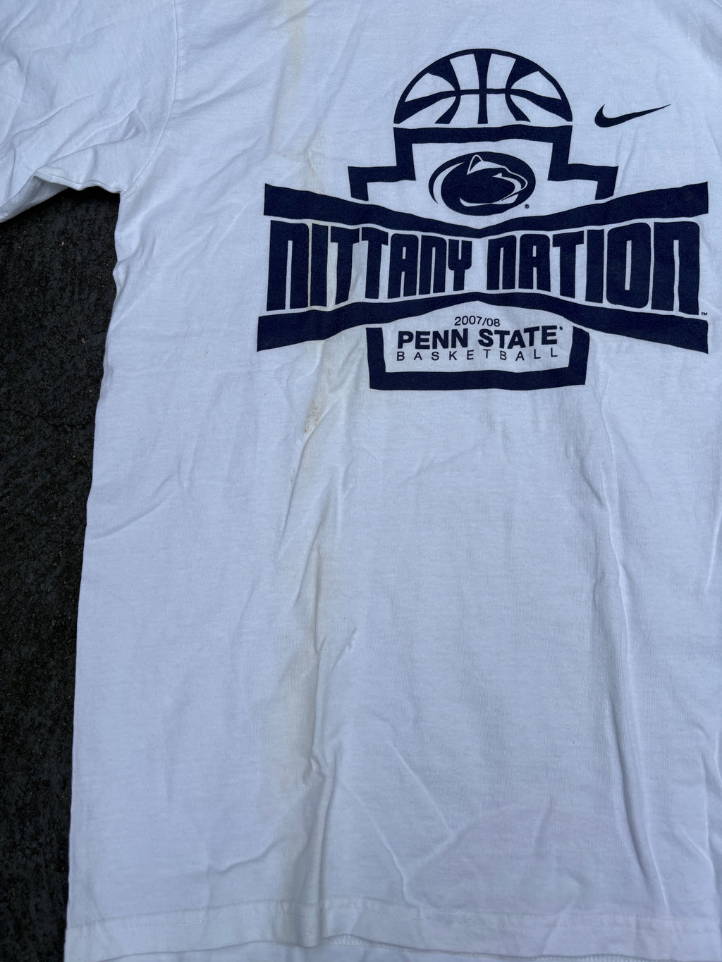 Vintage Y2K Nike Penn State Basketball T-shirt Sz S White Graphic Print College