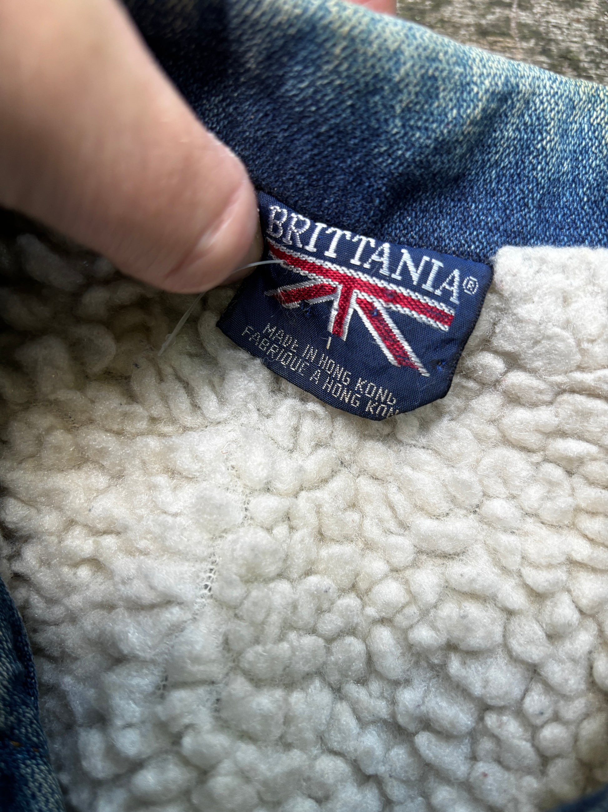 Vintage Brittania Denim Sherpa Vest Size L