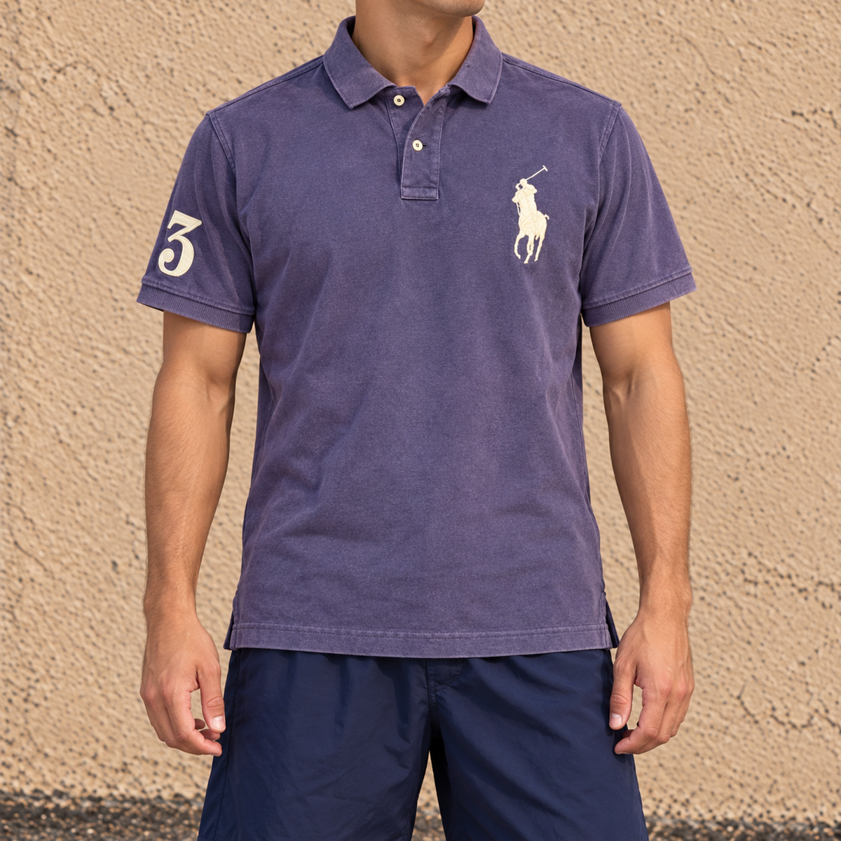 Ralph Lauren Polo Men's XL Navy Blue White Large Pony Shirt Collared