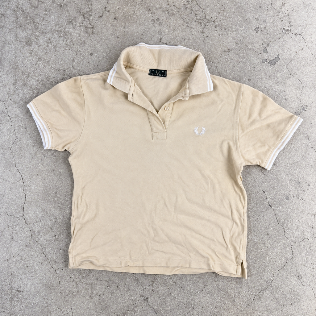 Fred Perry Cropped Polo Women's XS Cream White Petite Top
