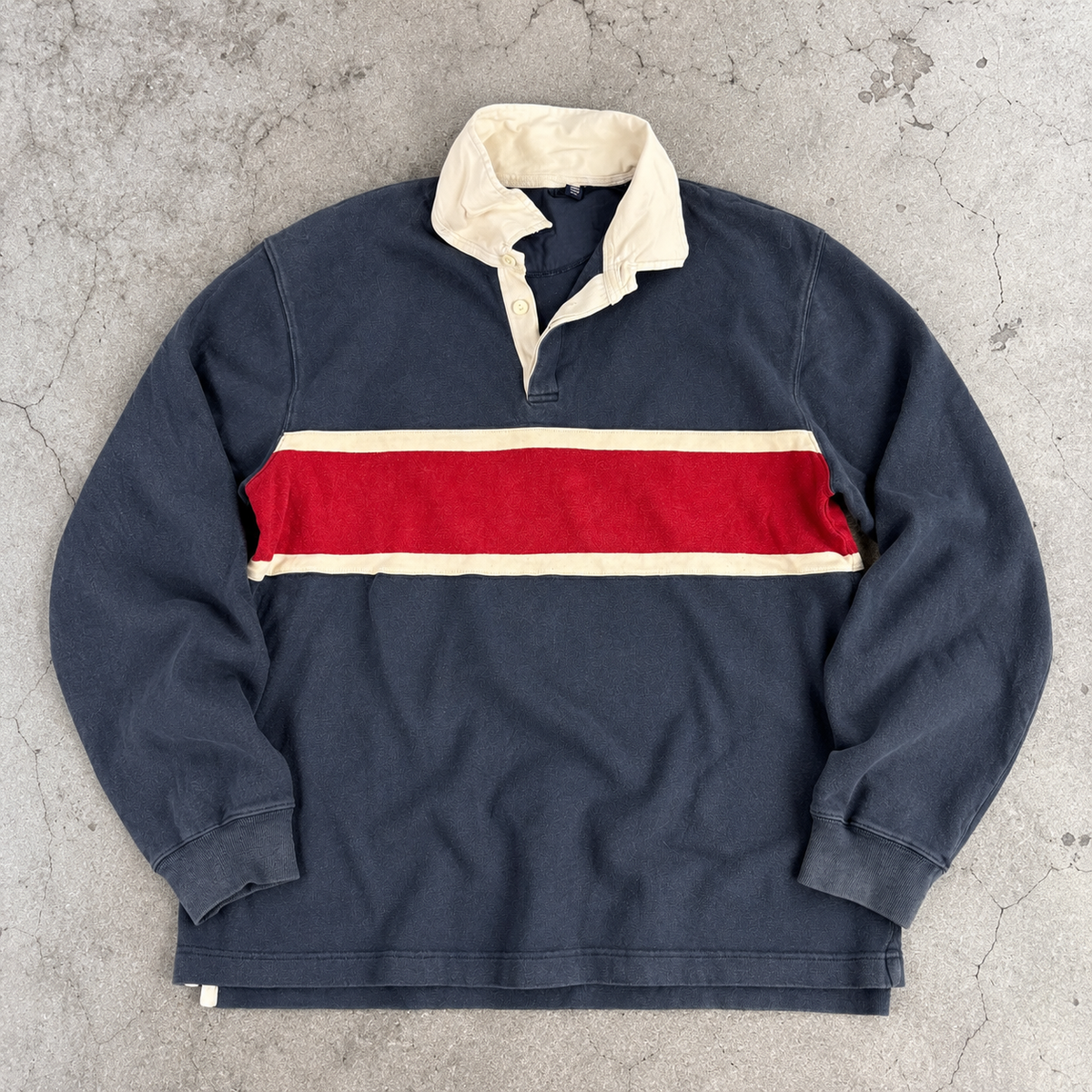 Vintage Gap Rugby Polo Men's Large Navy Red Stripe Faded Heavy Cotton Old Money Style