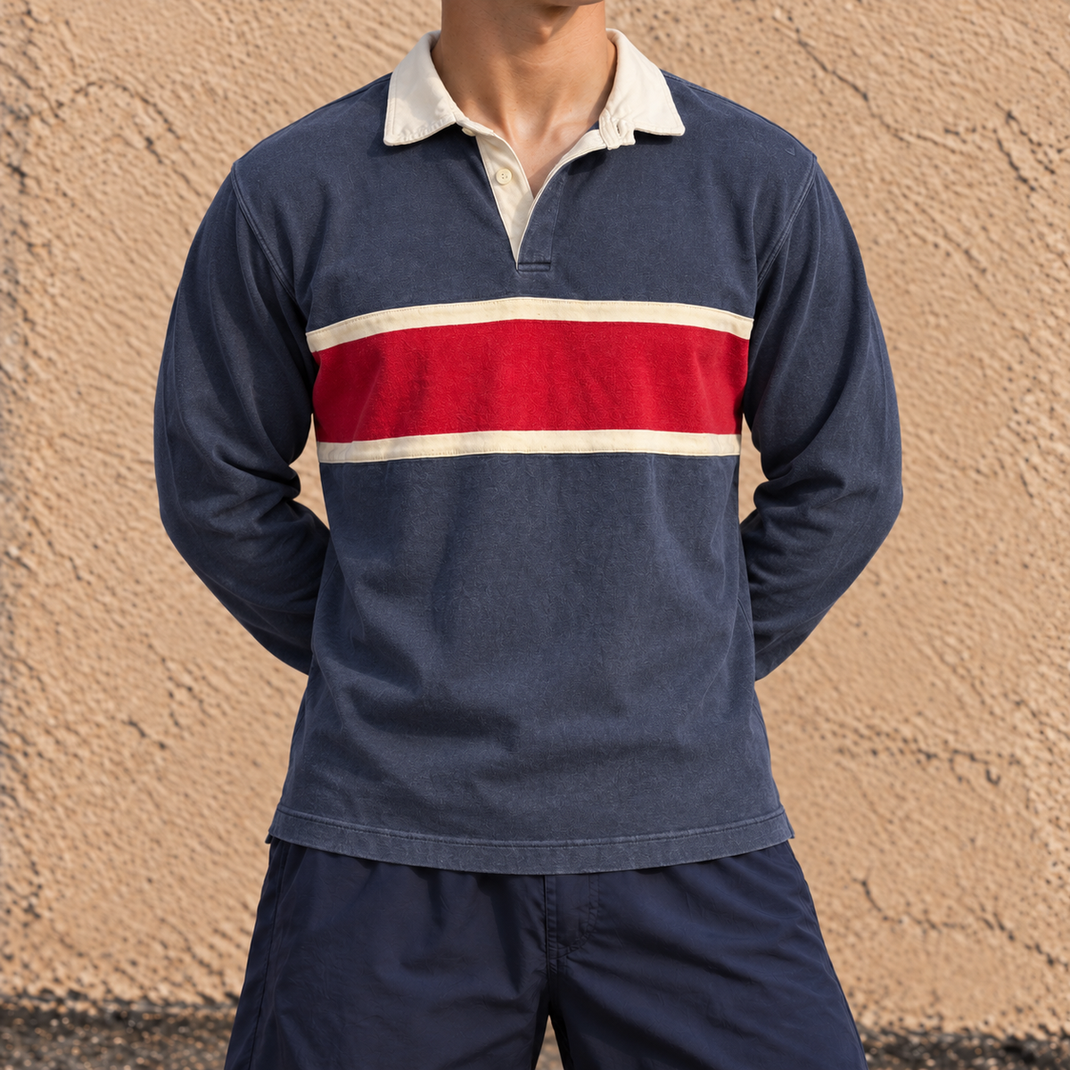 Vintage Gap Rugby Polo Men's Large Navy Red Stripe Faded Heavy Cotton Old Money Style