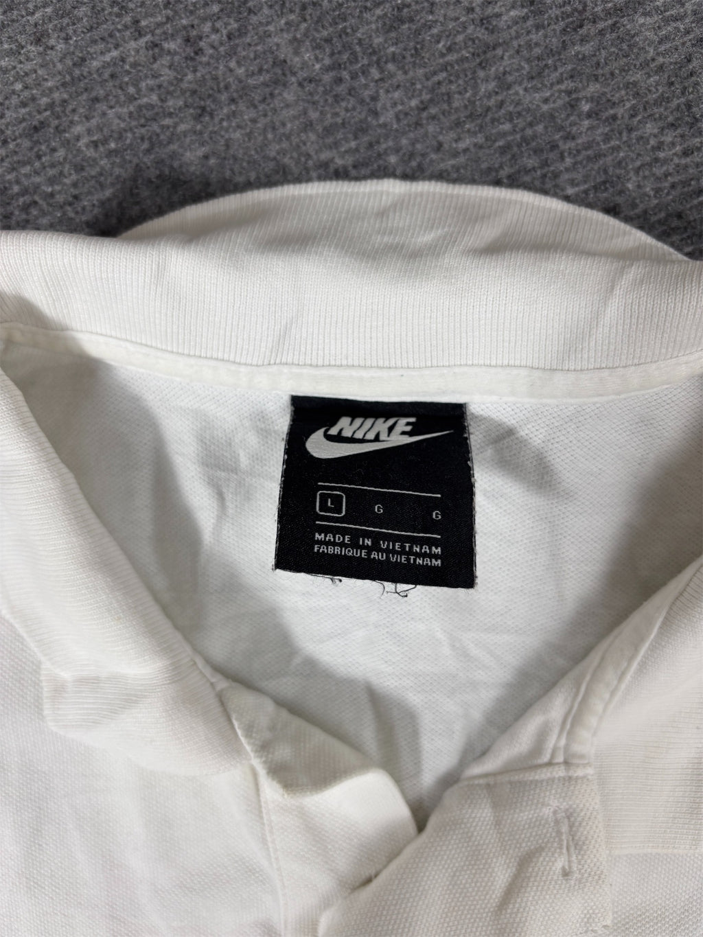 Nike Polo Shirt Men’s L White Cotton Black Chest Swoosh Classic