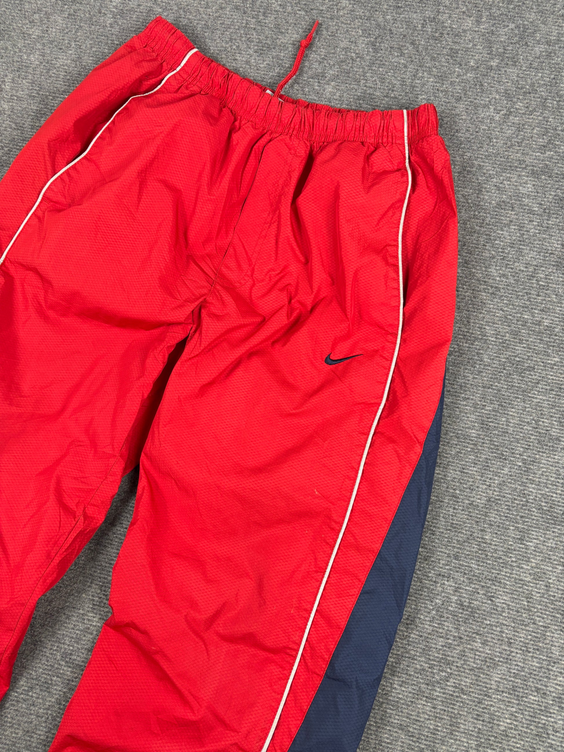 Vintage 00s Nike Track Pants Men's Medium Red Navy Cuffed Joggers