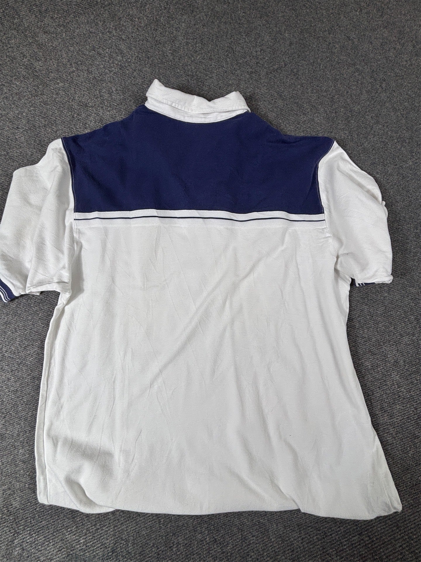 Vintage 90s Nike Court Polo Shirt Men’s L White Blue Chest Logo + Swoosh