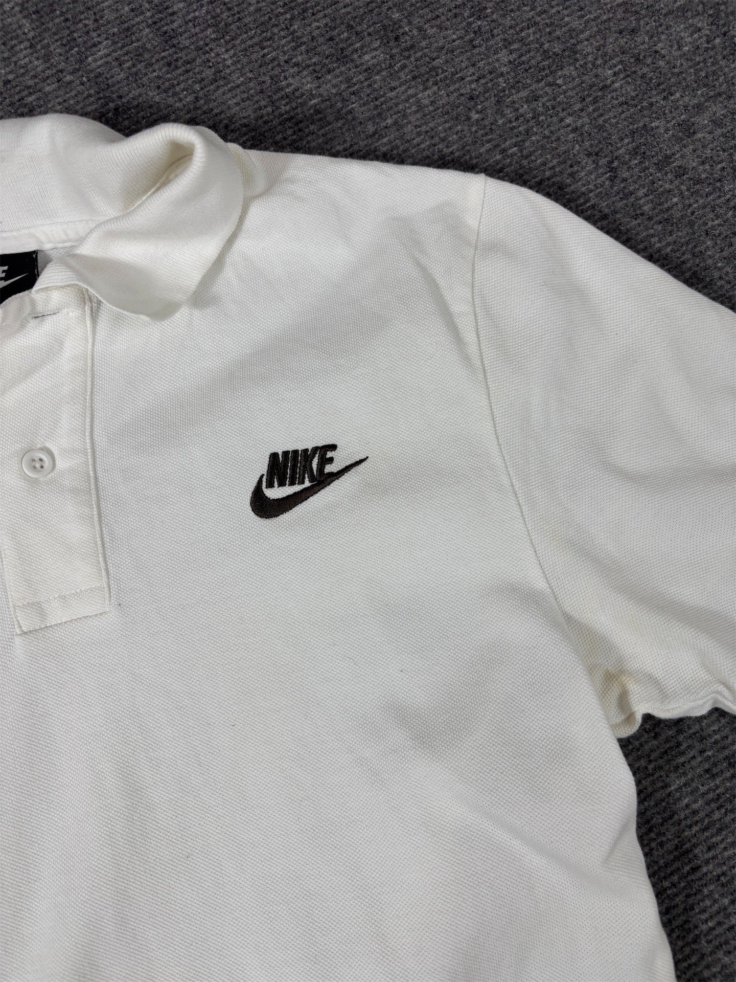 Nike Polo Shirt Men’s XS White Cotton Black Chest Logo Classic