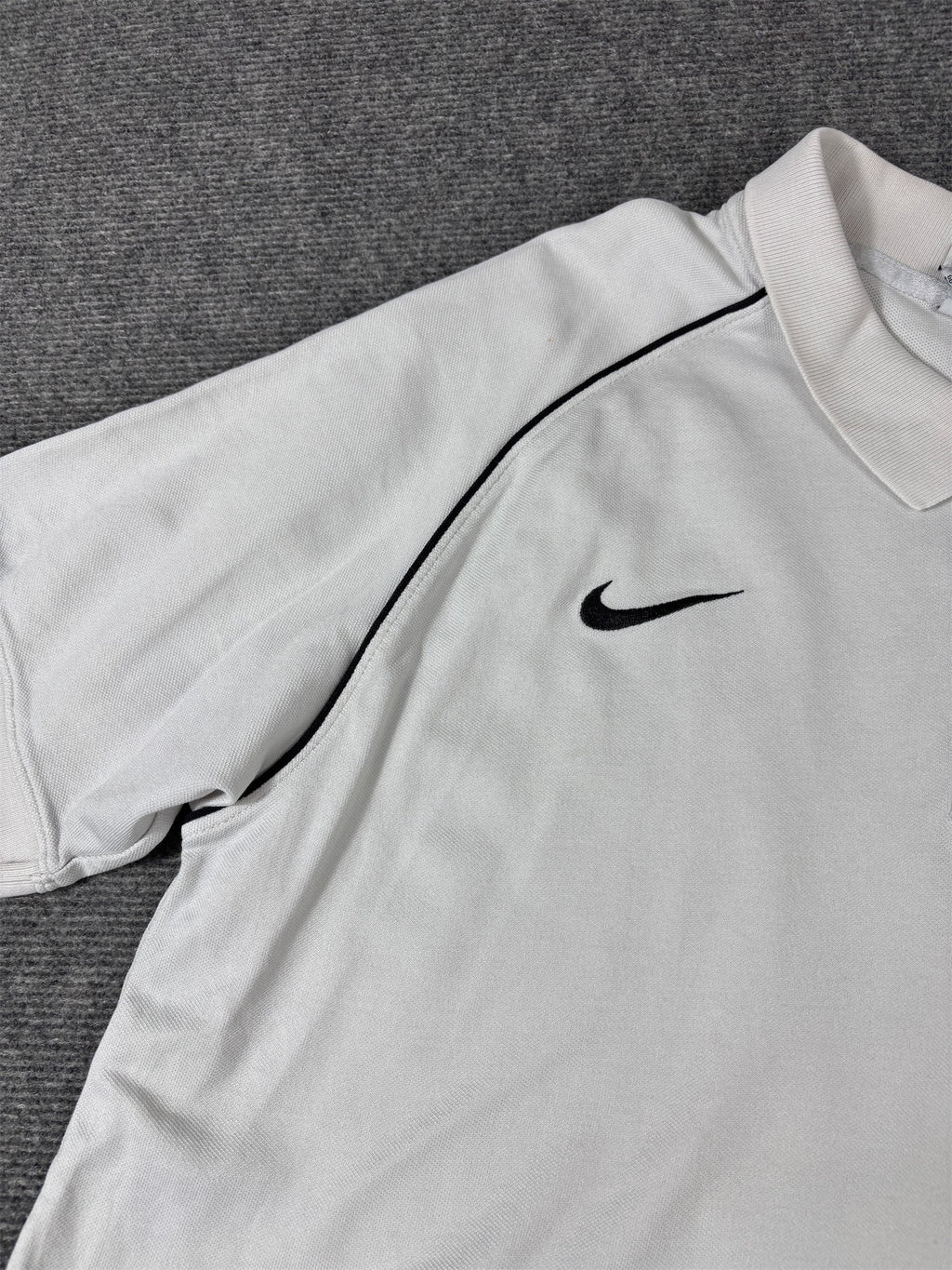 Nike Polo Shirt Men’s XL White Black Piping Swoosh FC Tarare Logos