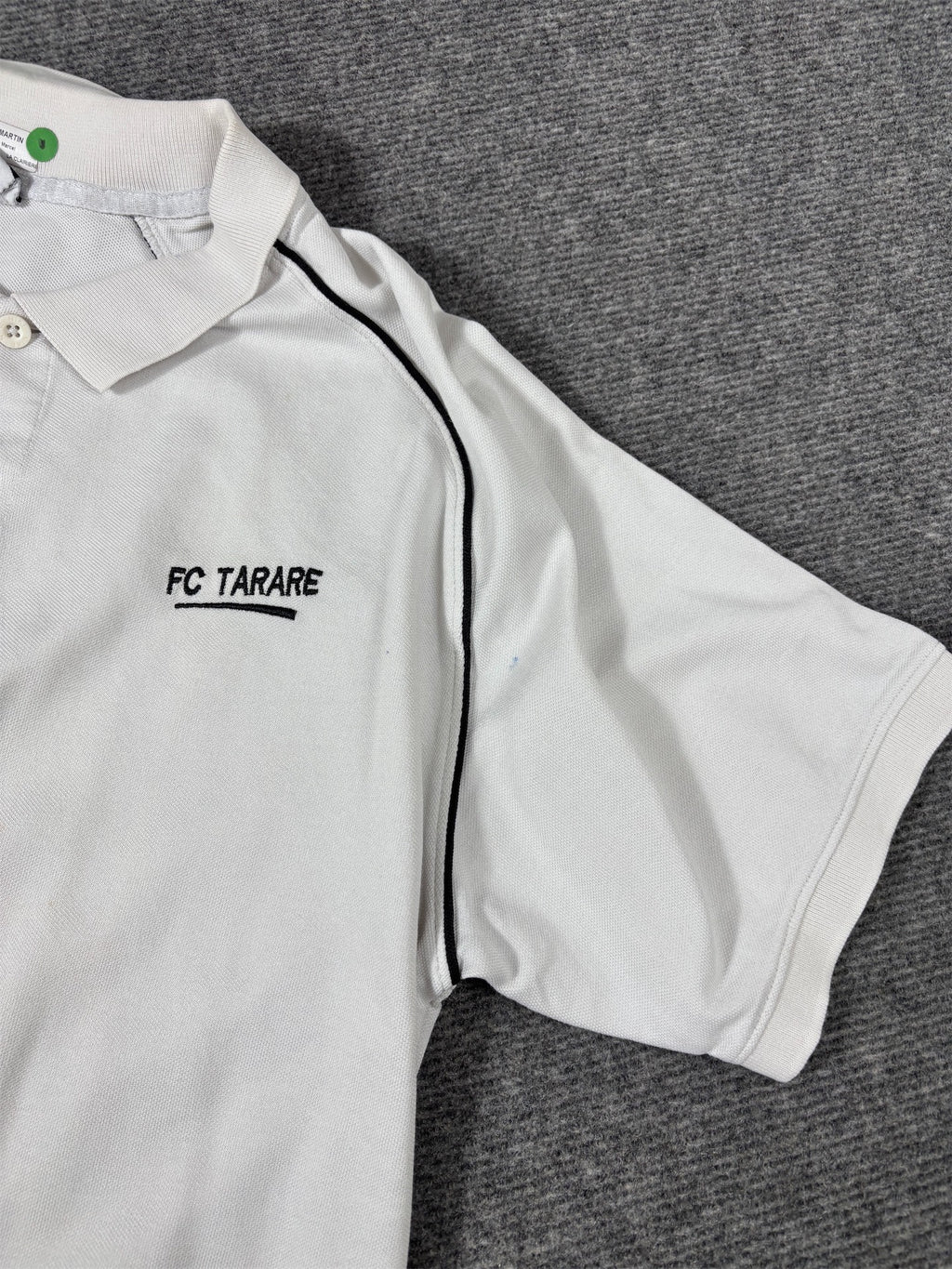 Nike Polo Shirt Men’s XL White Black Piping Swoosh FC Tarare Logos