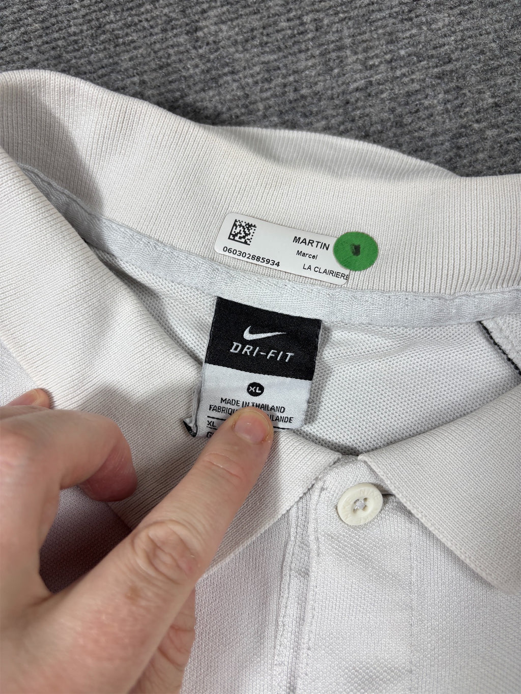 Nike Polo Shirt Men’s XL White Black Piping Swoosh FC Tarare Logos