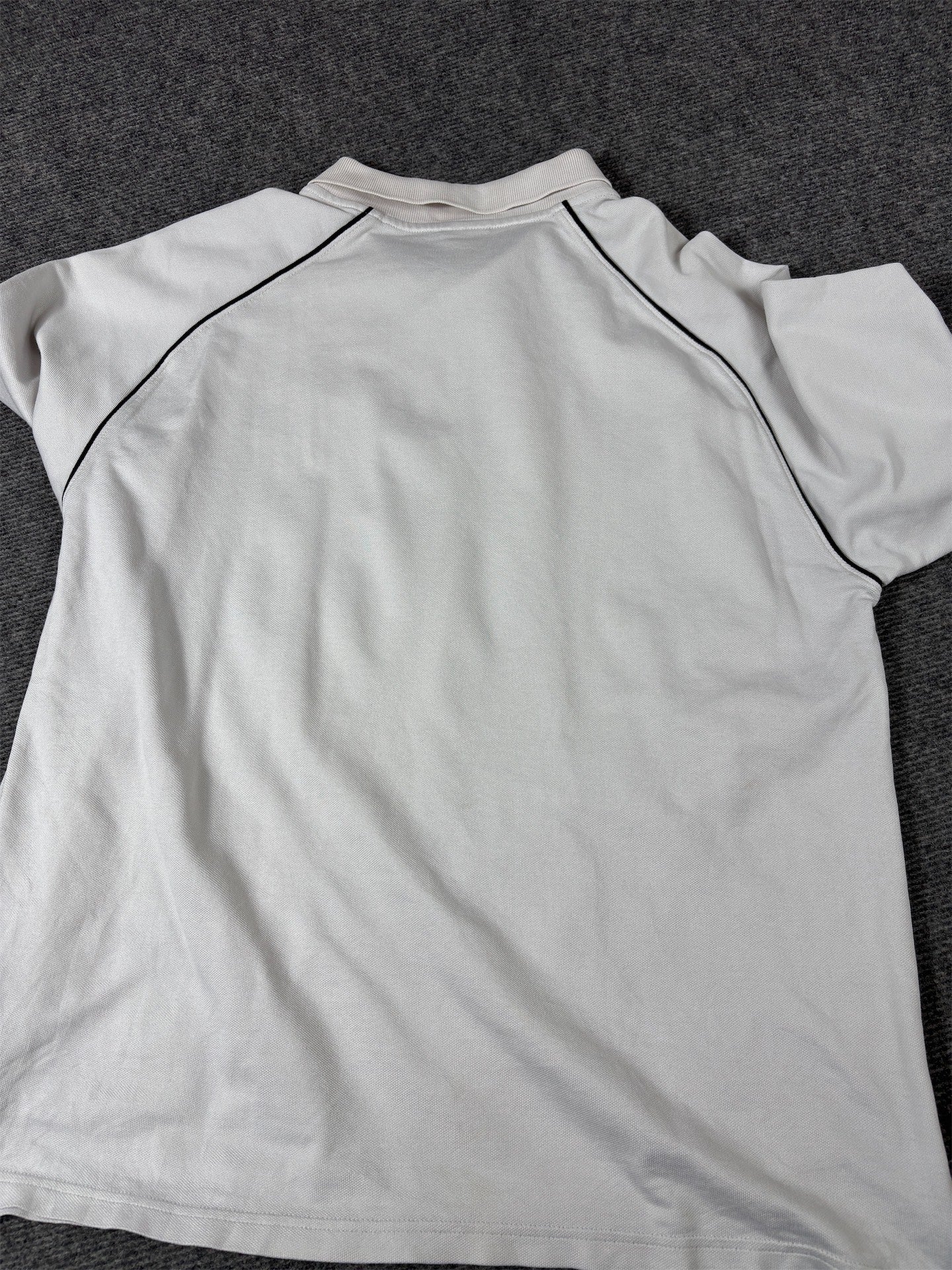 Nike Polo Shirt Men’s XL White Black Piping Swoosh FC Tarare Logos