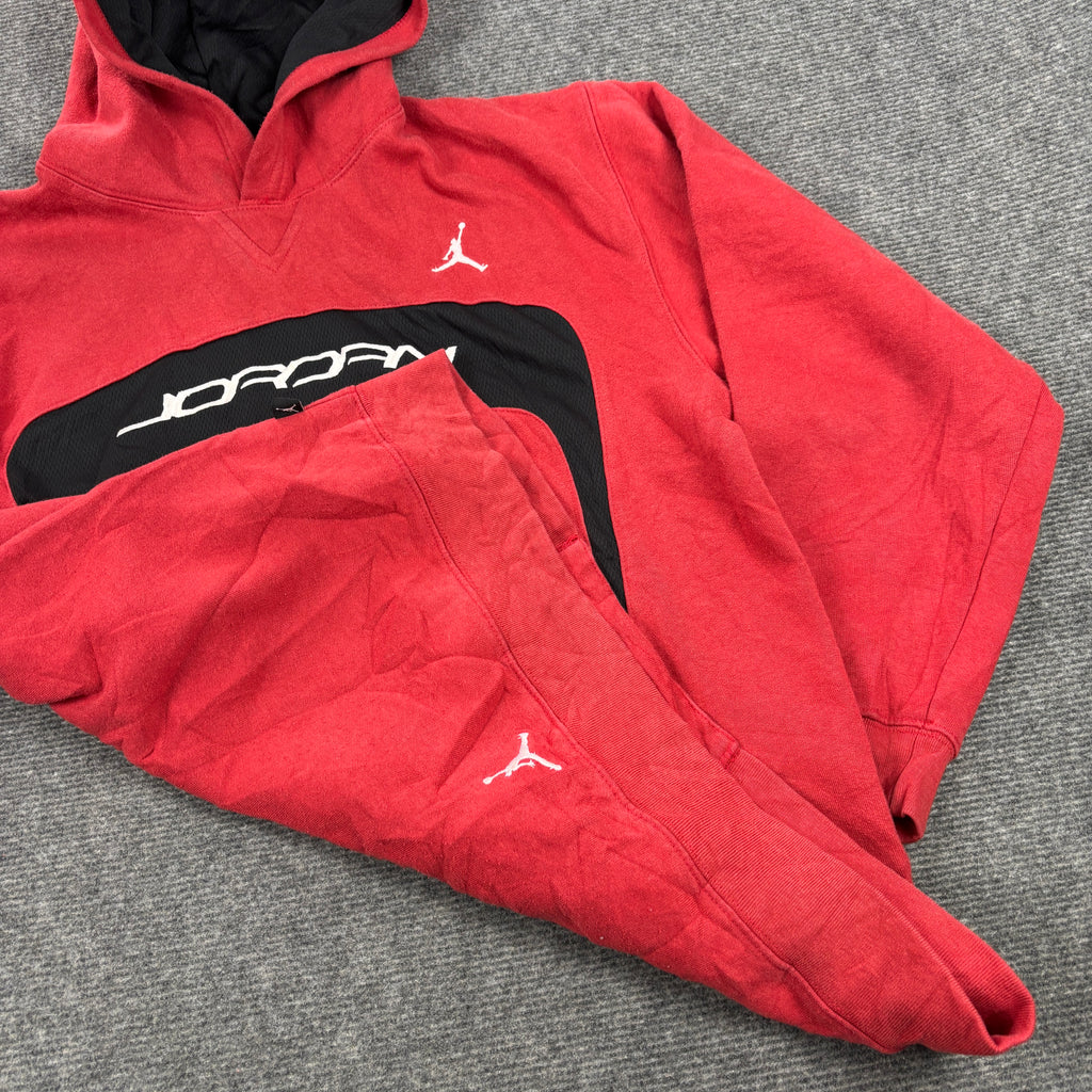 2000s Nike Jordan Hoodie Men's XL Red Black Jumpman Logo