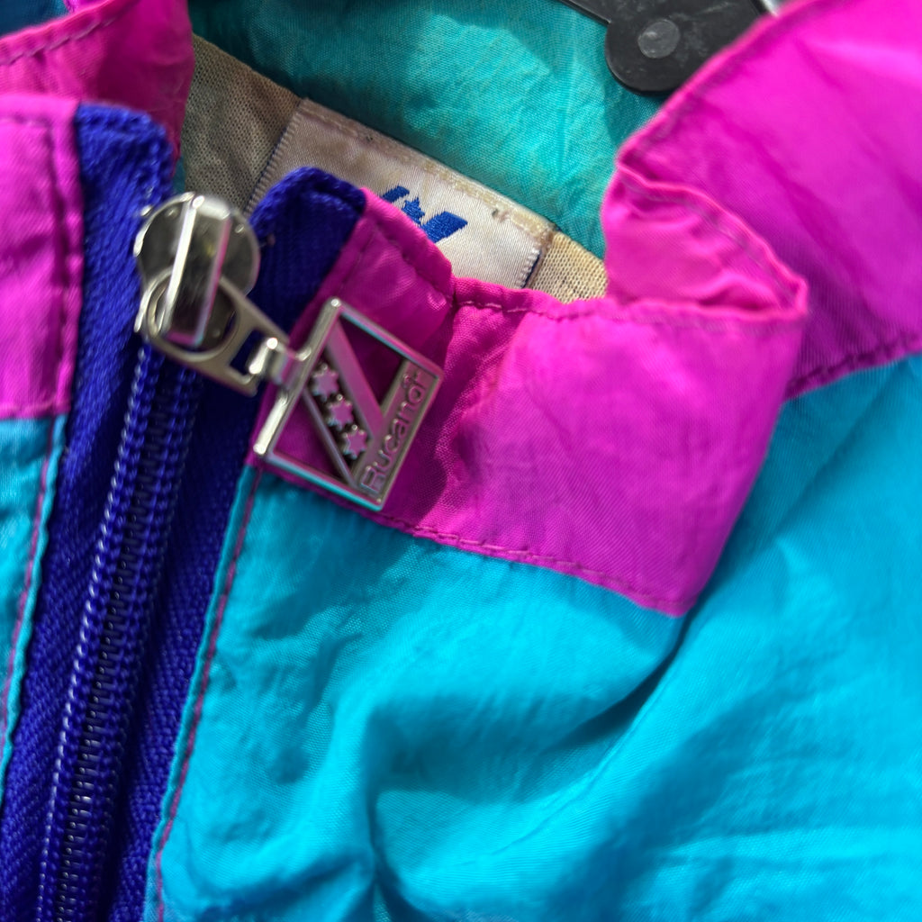 80s Colourblock Jacket Men's Large Retro Purple Pink Shooting Club Graphic WIndbreaker