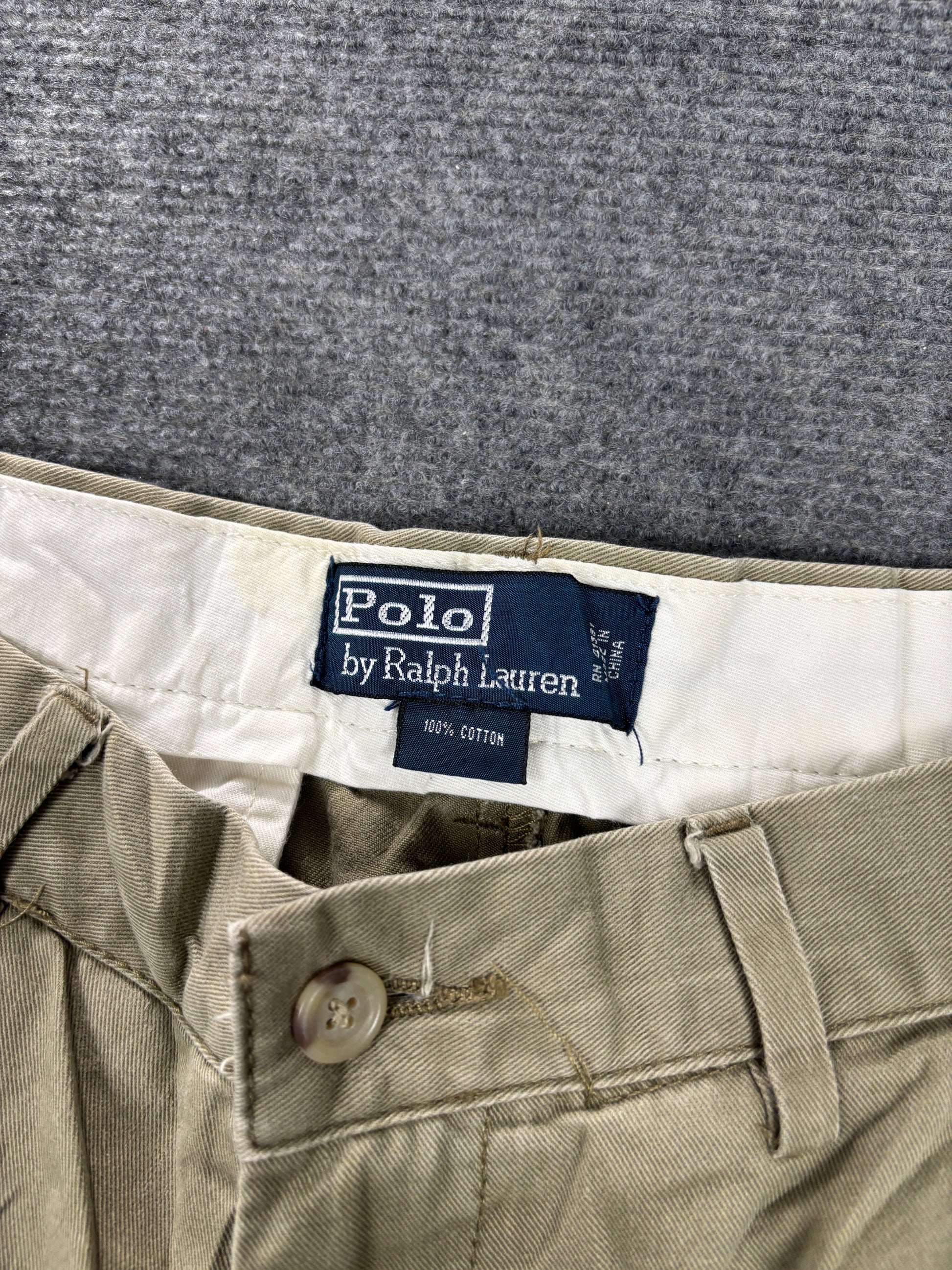 Vintage Polo Ralph Lauren Pants Men's 31 x 30 in Khaki Baggy Chino Trousers