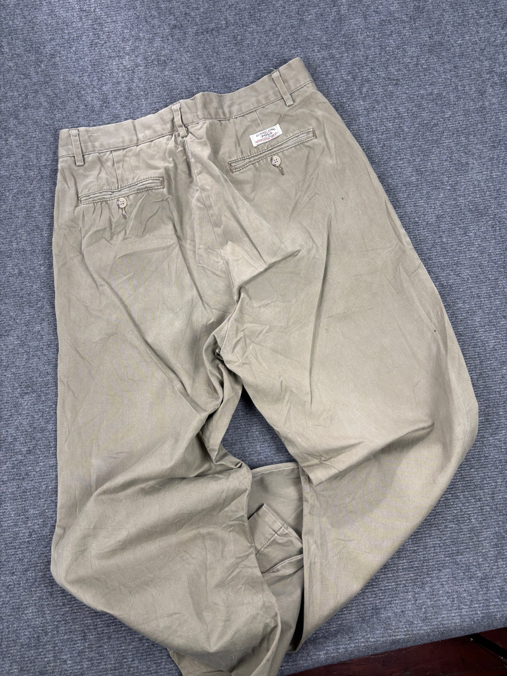 Vintage Polo Ralph Lauren Pants Men's 31 x 30 in Khaki Baggy Chino Trousers