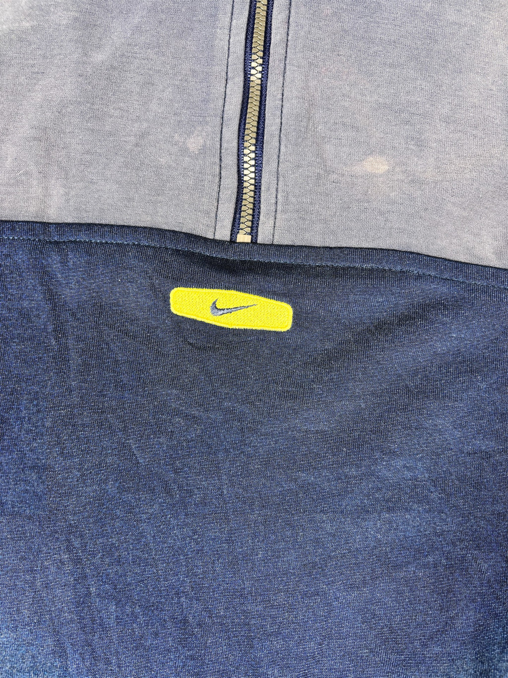 Vintage 90s Nike 1/4 Zip Jersey Men’s L Navy Blue Yellow Hex Badge Swoosh 2 Texture