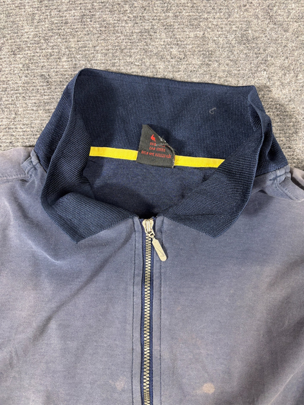 Vintage 90s Nike 1/4 Zip Jersey Men’s L Navy Blue Yellow Hex Badge Swoosh 2 Texture