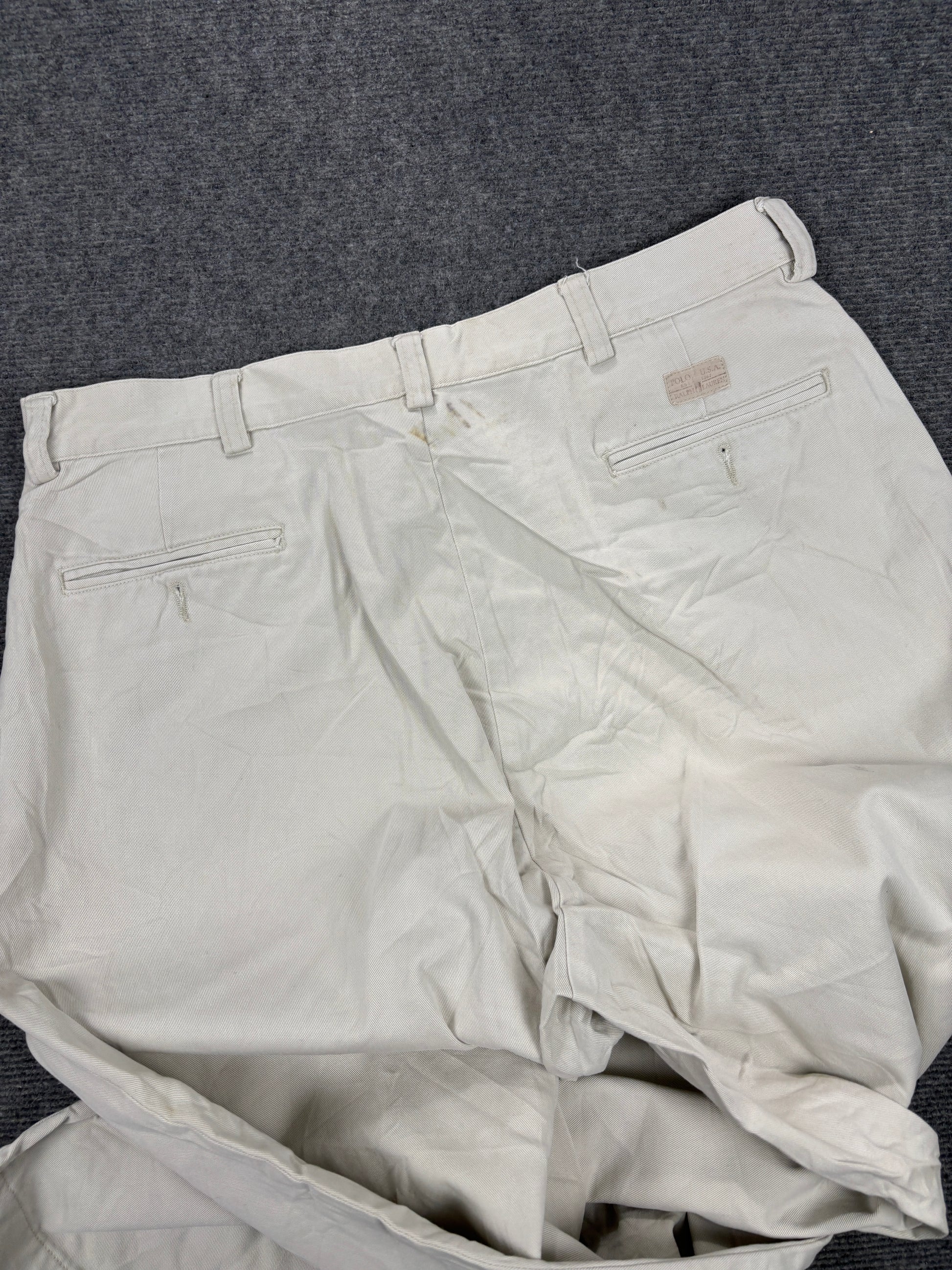 90s Polo Ralph Lauren Pants Men's 36 in Grey Baggy Chino Trousers
