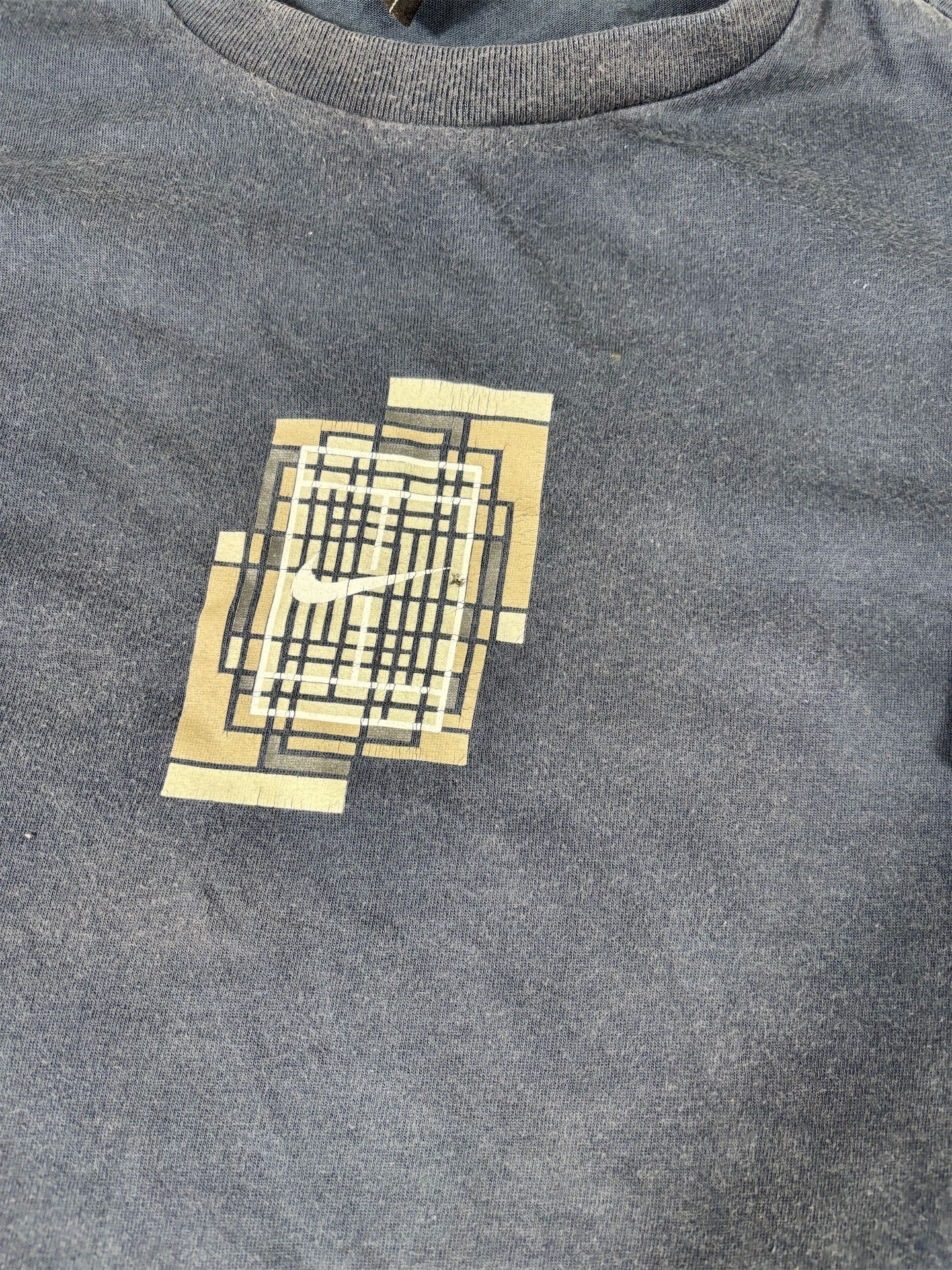 Vintage Y2K Nike Court T-Shirt Men’s M Navy Chest Abstract Swoosh Dri-Fit