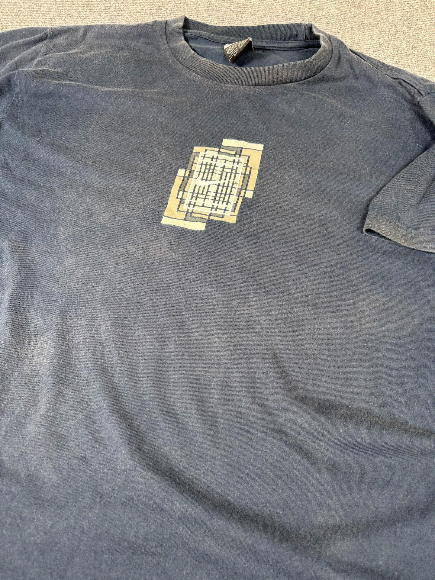 Vintage Y2K Nike Court T-Shirt Men’s M Navy Chest Abstract Swoosh Dri-Fit